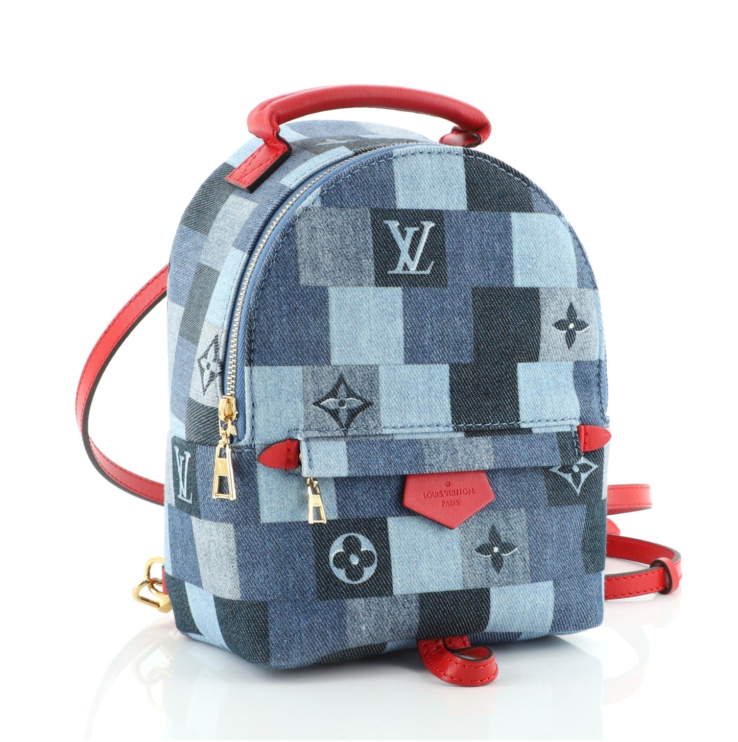 Palm Springs Backpack Damier and Monogram Patchwork Denim Mini