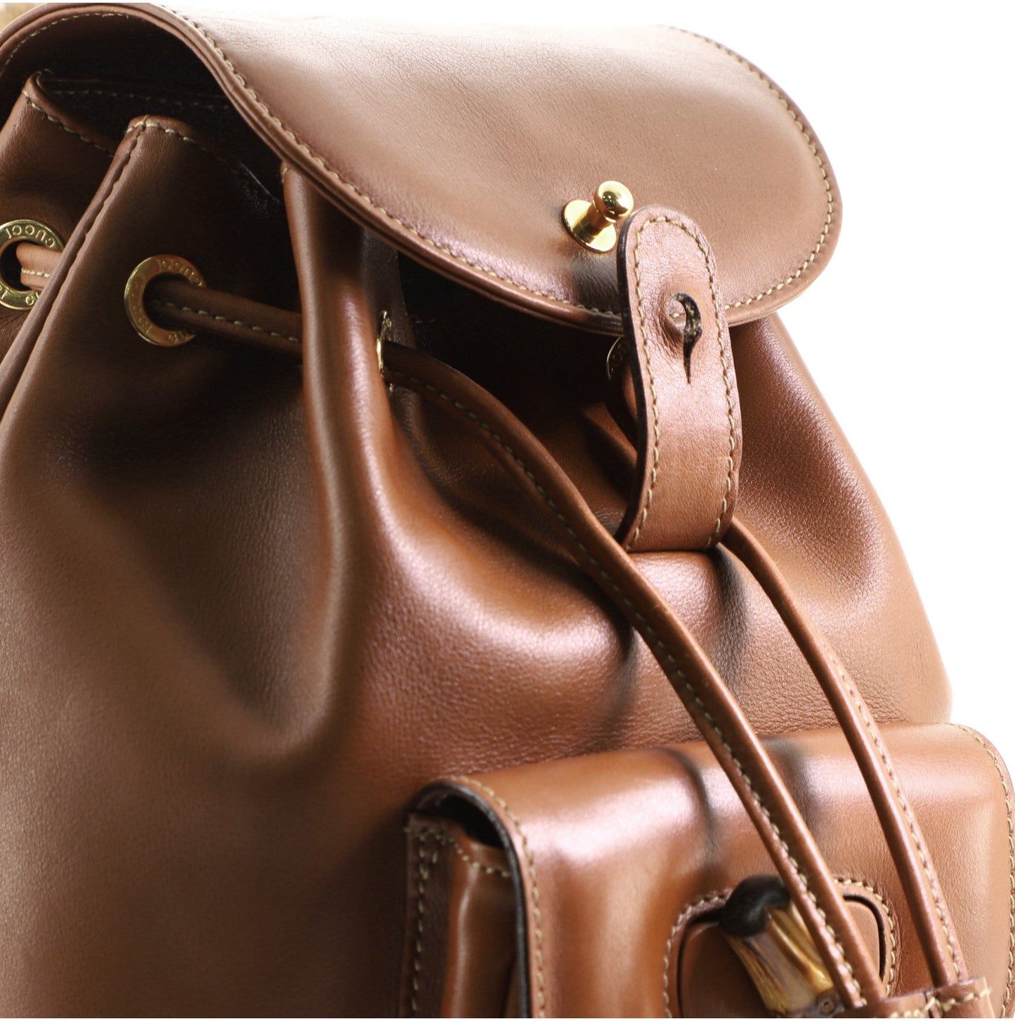 Vintage Bamboo Backpack Leather Mini