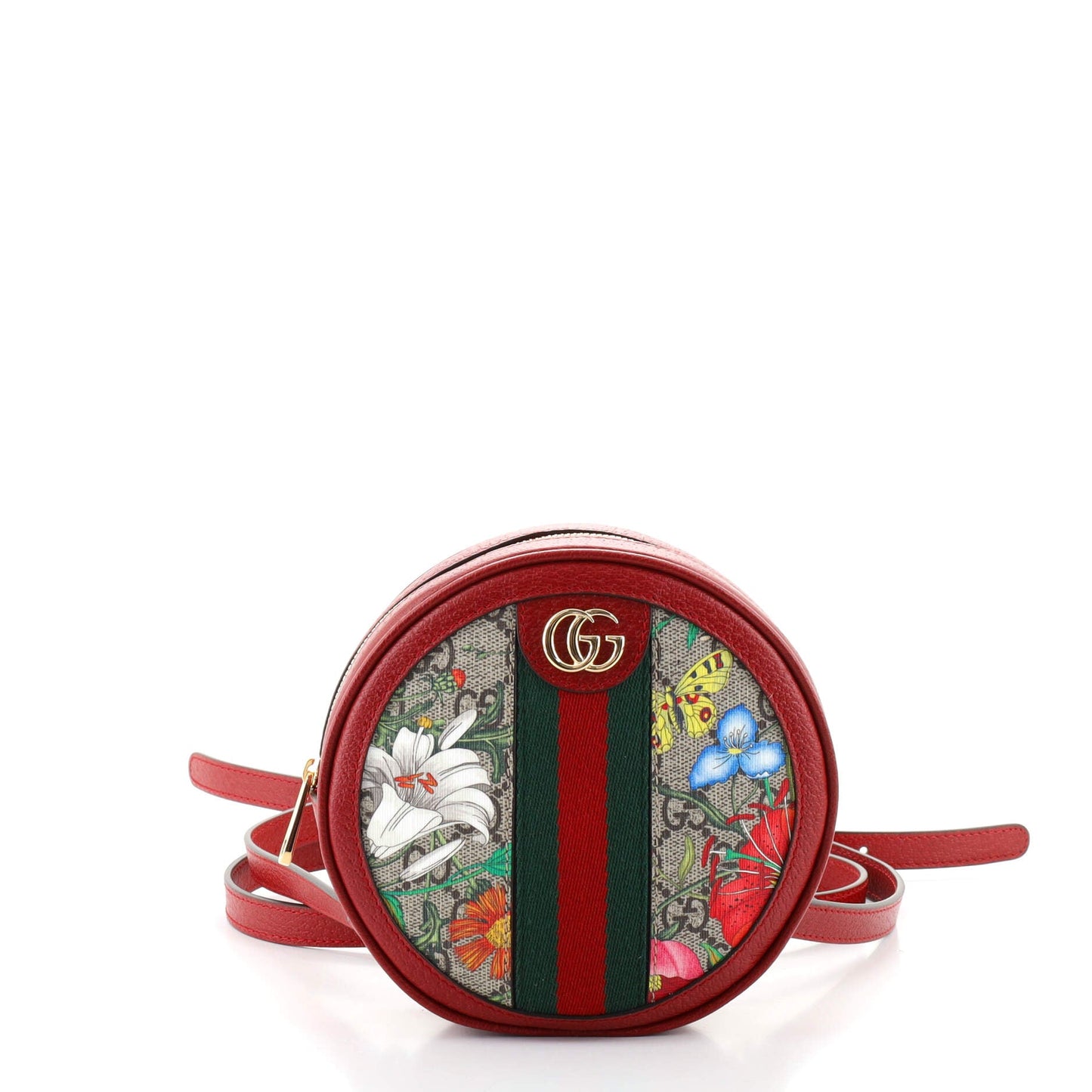 Ophidia Round Backpack Flora GG Coated Canvas Mini