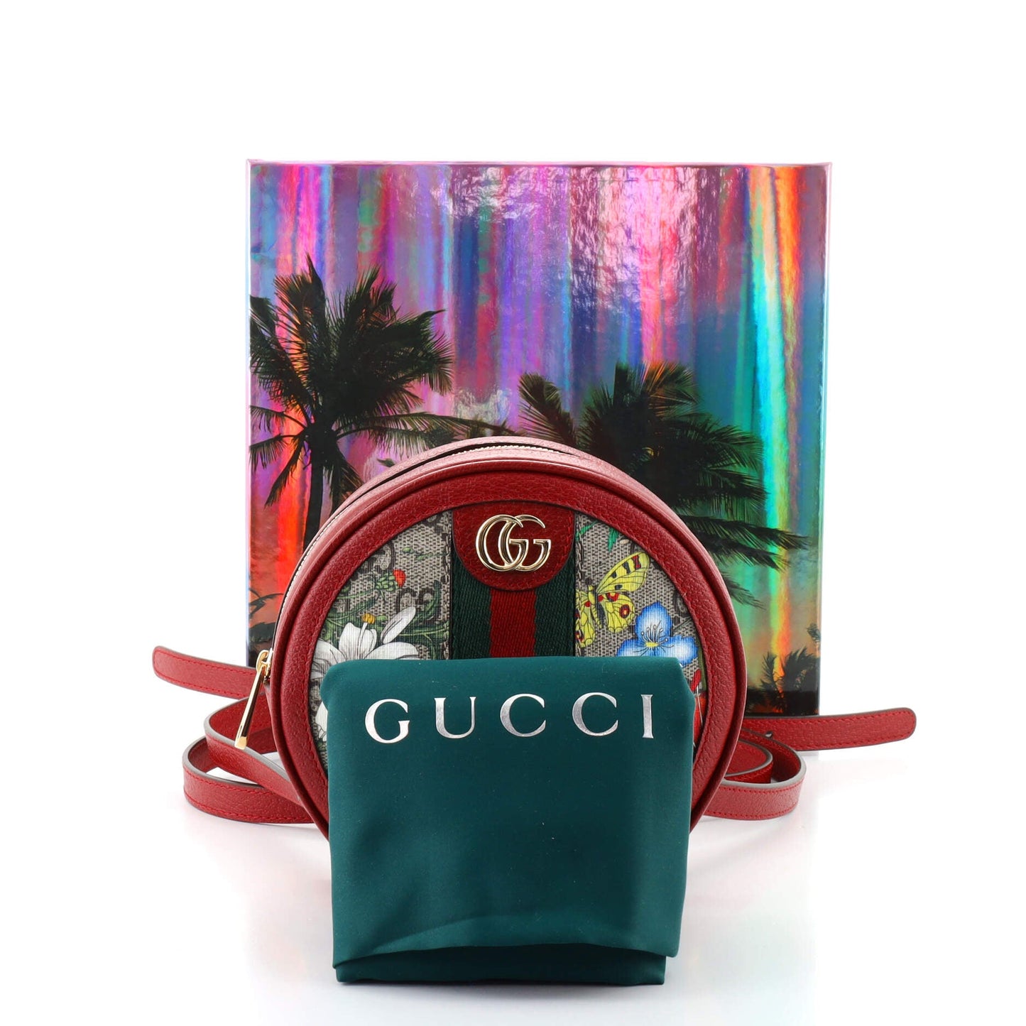 Ophidia Round Backpack Flora GG Coated Canvas Mini