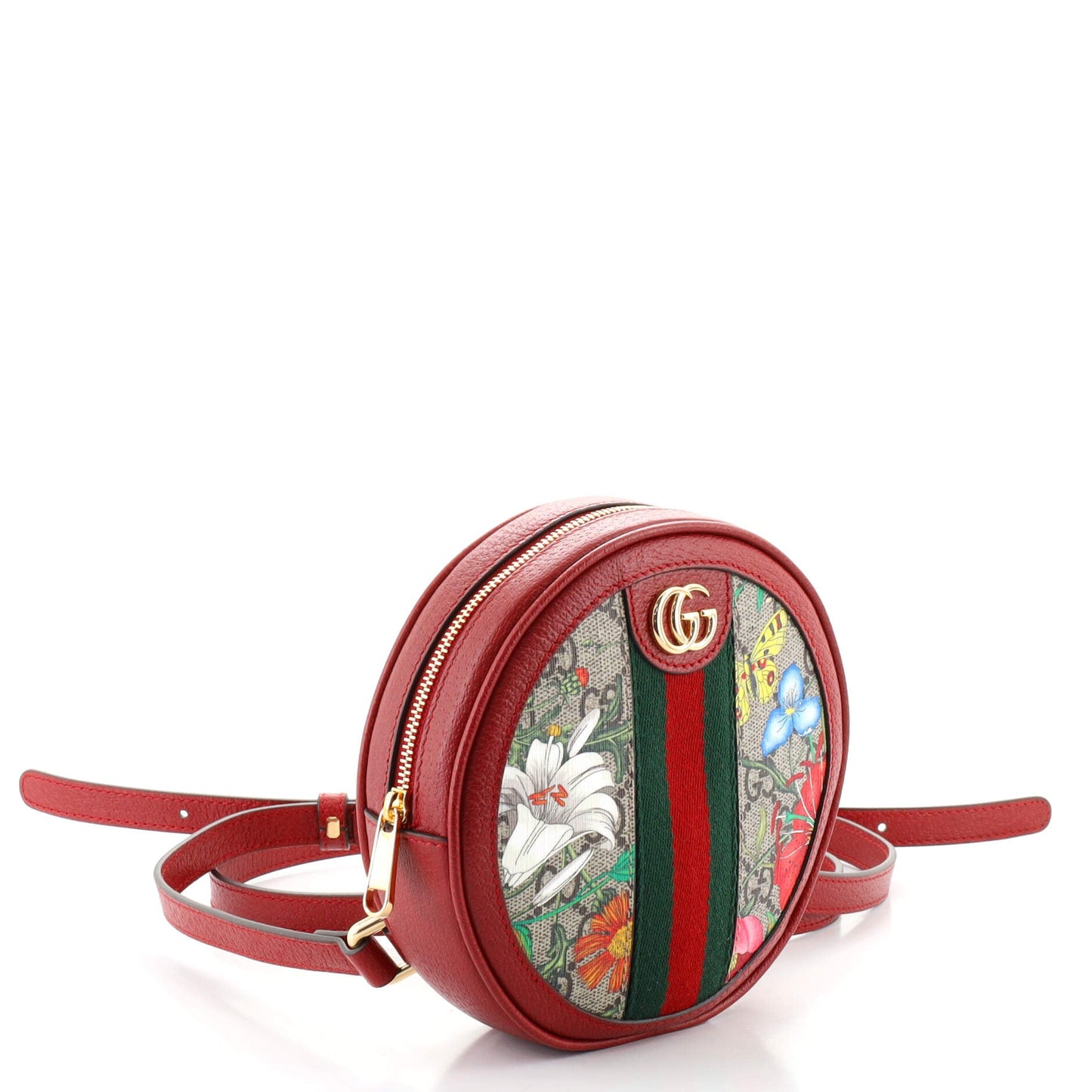 Ophidia Round Backpack Flora GG Coated Canvas Mini