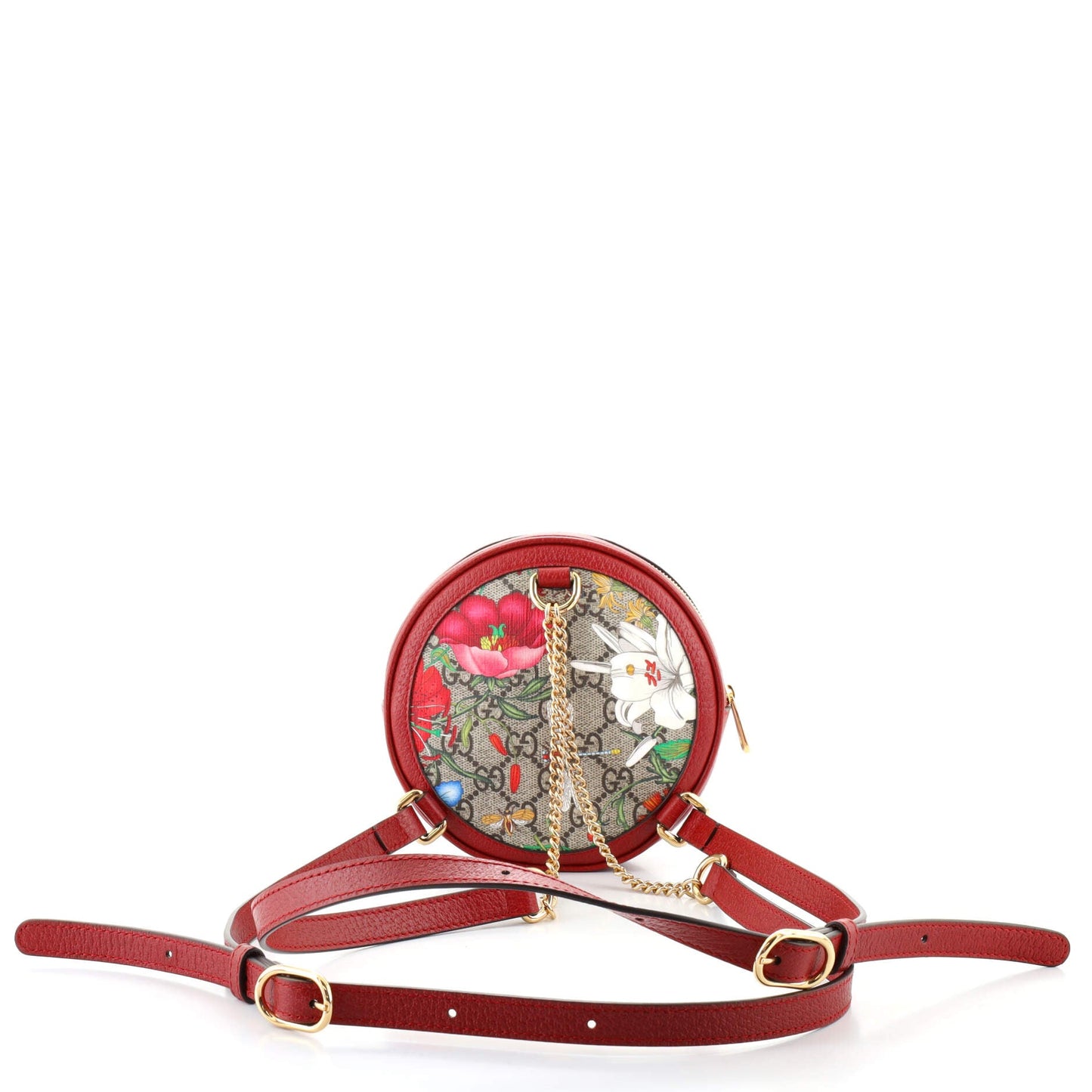 Ophidia Round Backpack Flora GG Coated Canvas Mini