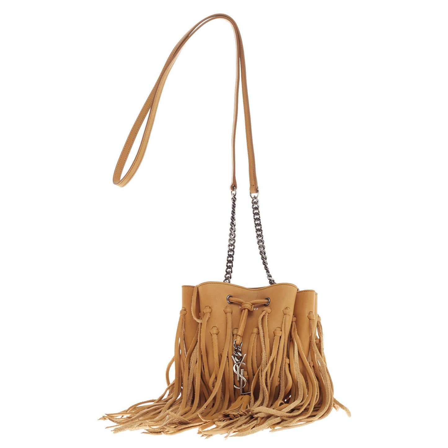 Fringe Monogram Bourse Bucket Bag Leather Mini