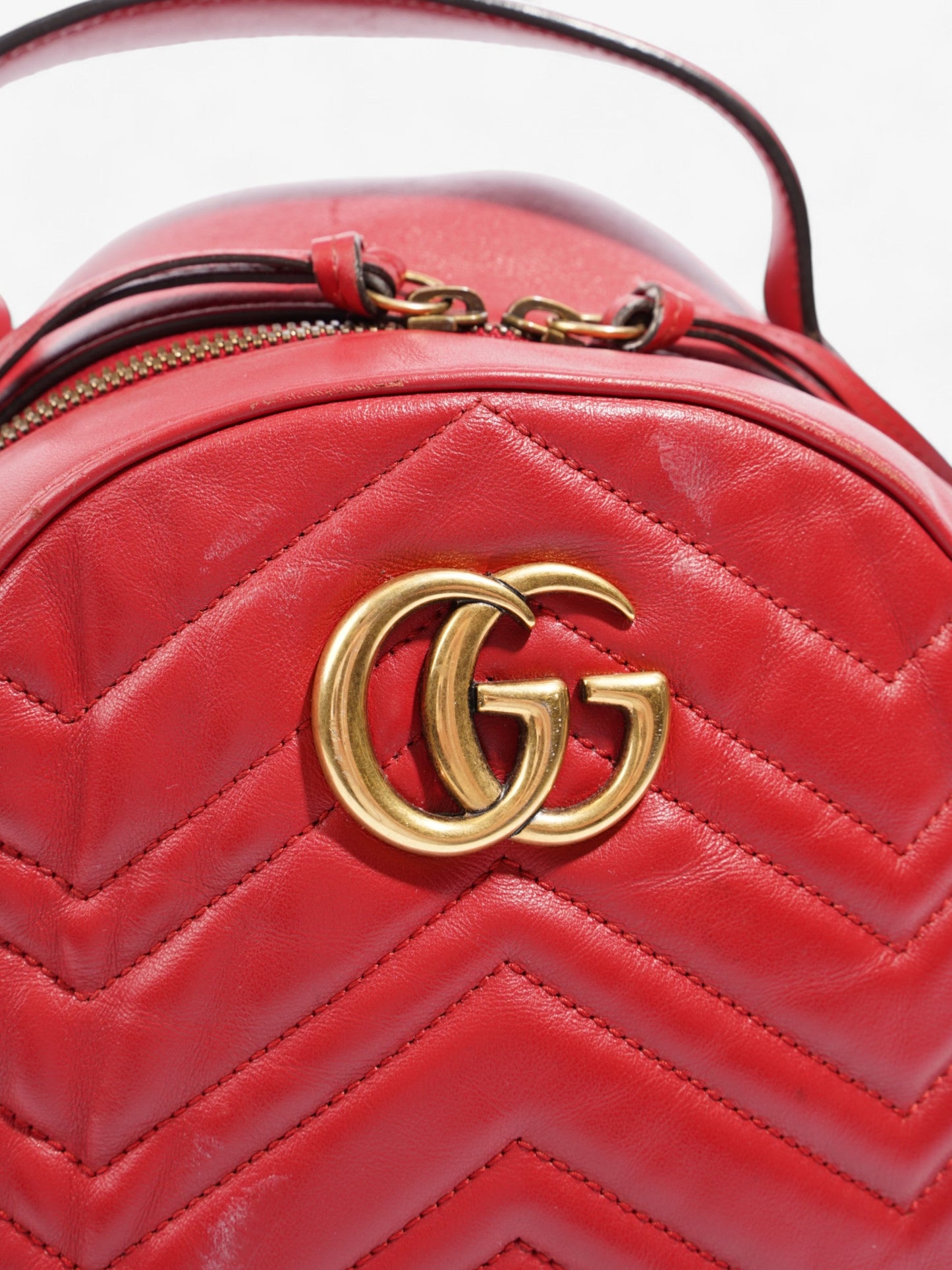 Gucci Marmont Backpack Red Matelasse Leather