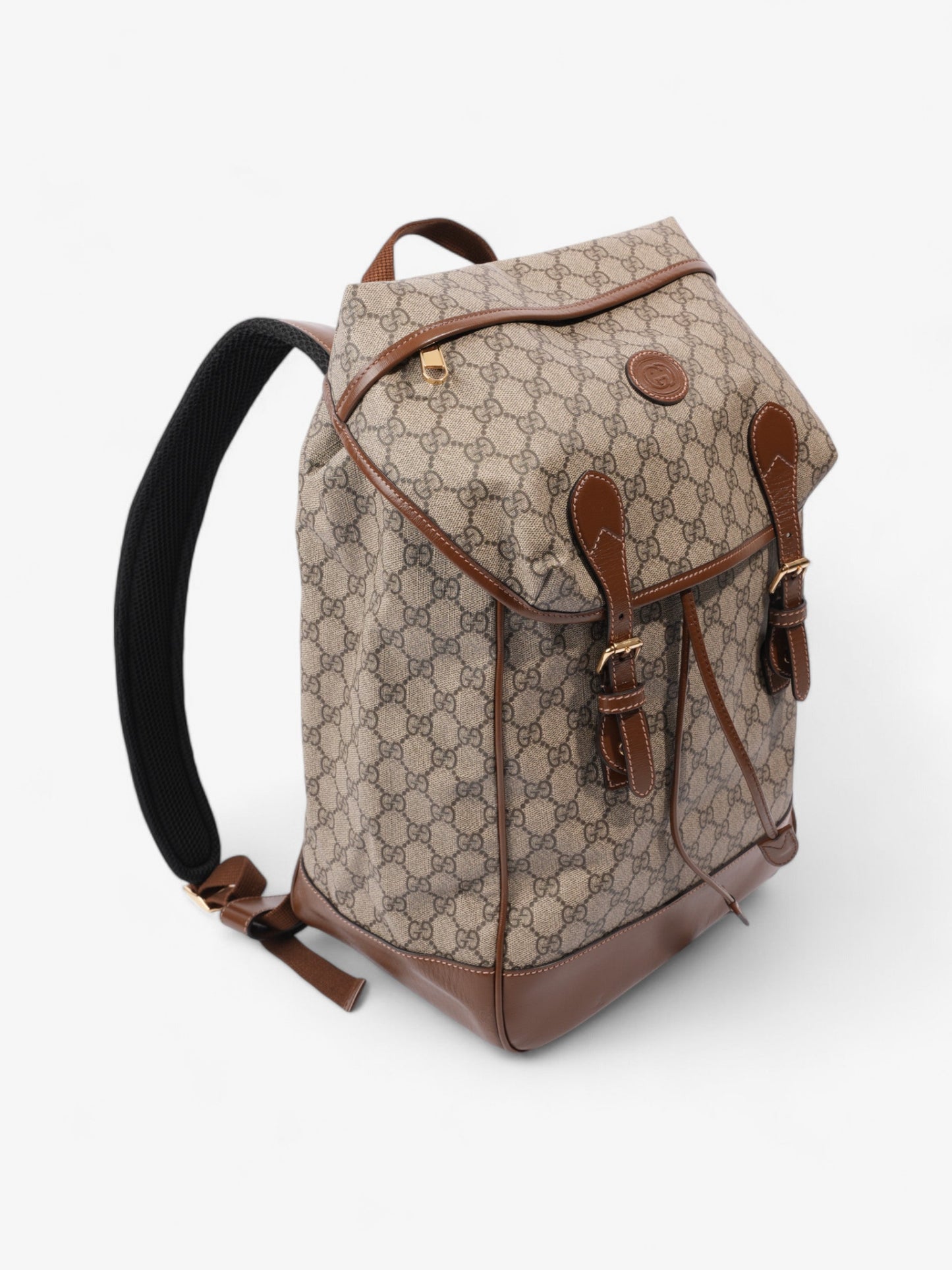 Gucci Backpack with Interlocking G GG Supreme / Brown Coated Canvas