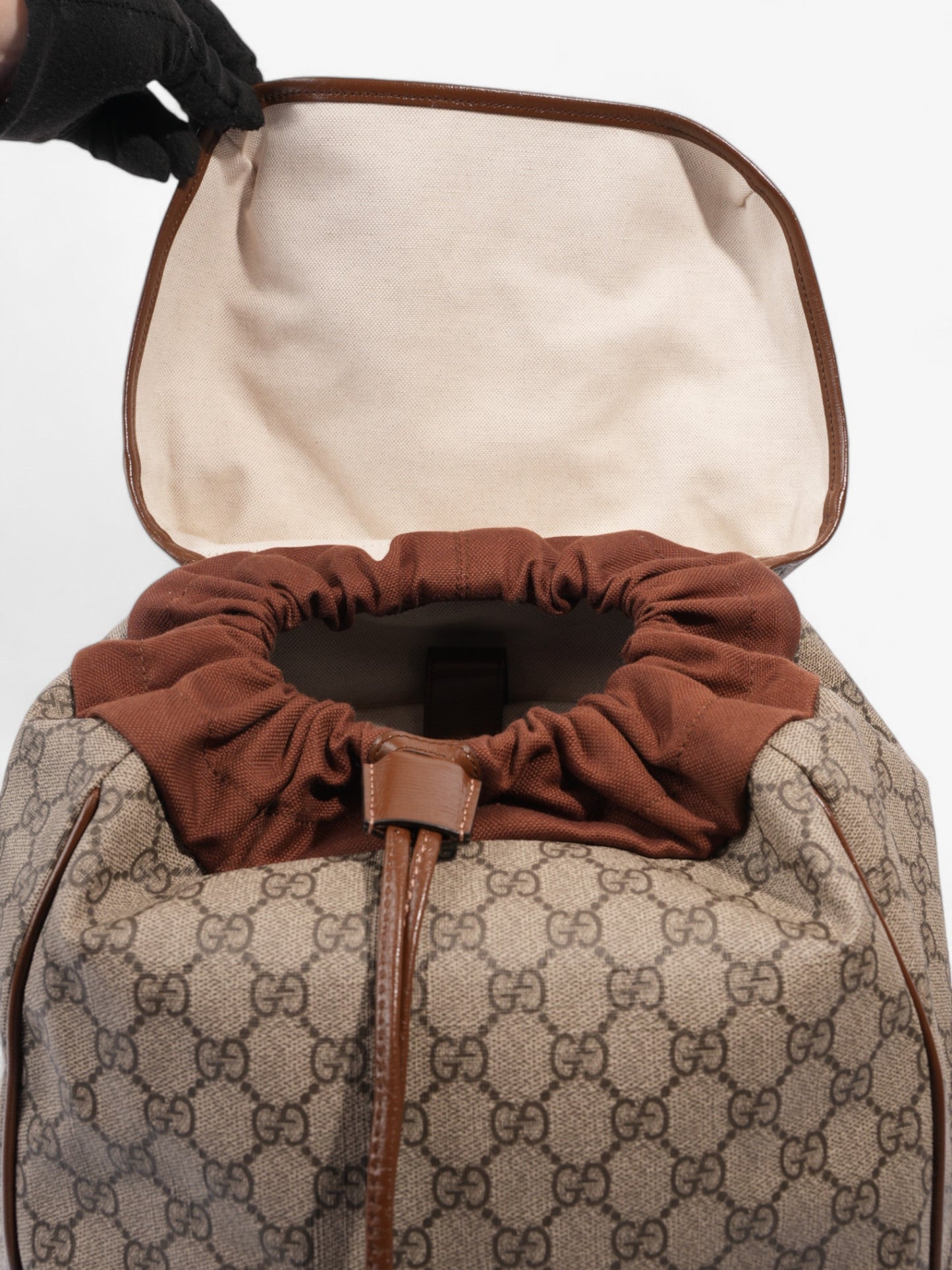 Gucci Backpack with Interlocking G GG Supreme / Brown Coated Canvas