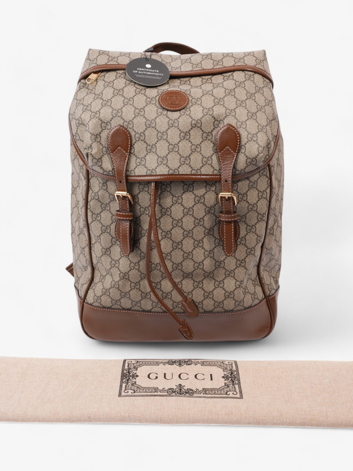 Gucci Backpack with Interlocking G GG Supreme / Brown Coated Canvas