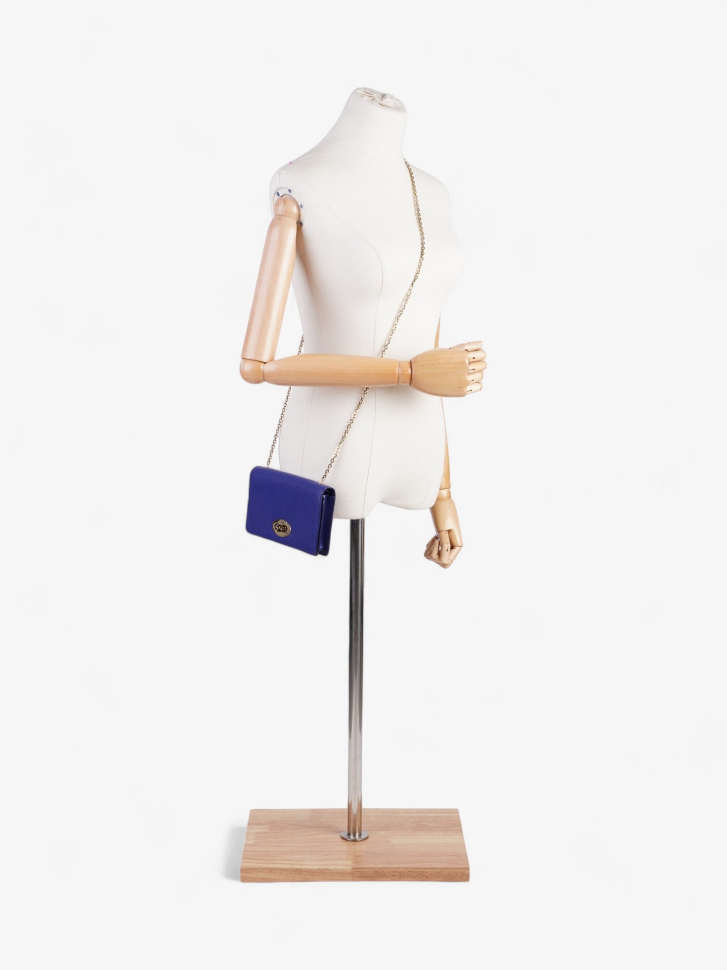 Mulberry Bayswater Clutch Wallet On Chain Blue Leather