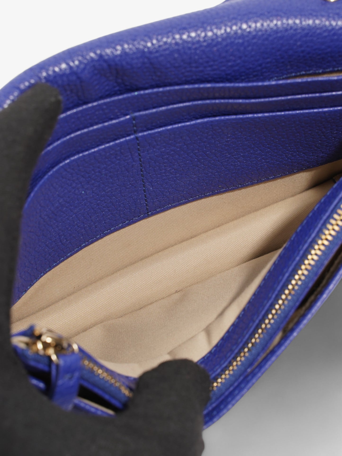 Mulberry Bayswater Clutch Wallet On Chain Blue Leather
