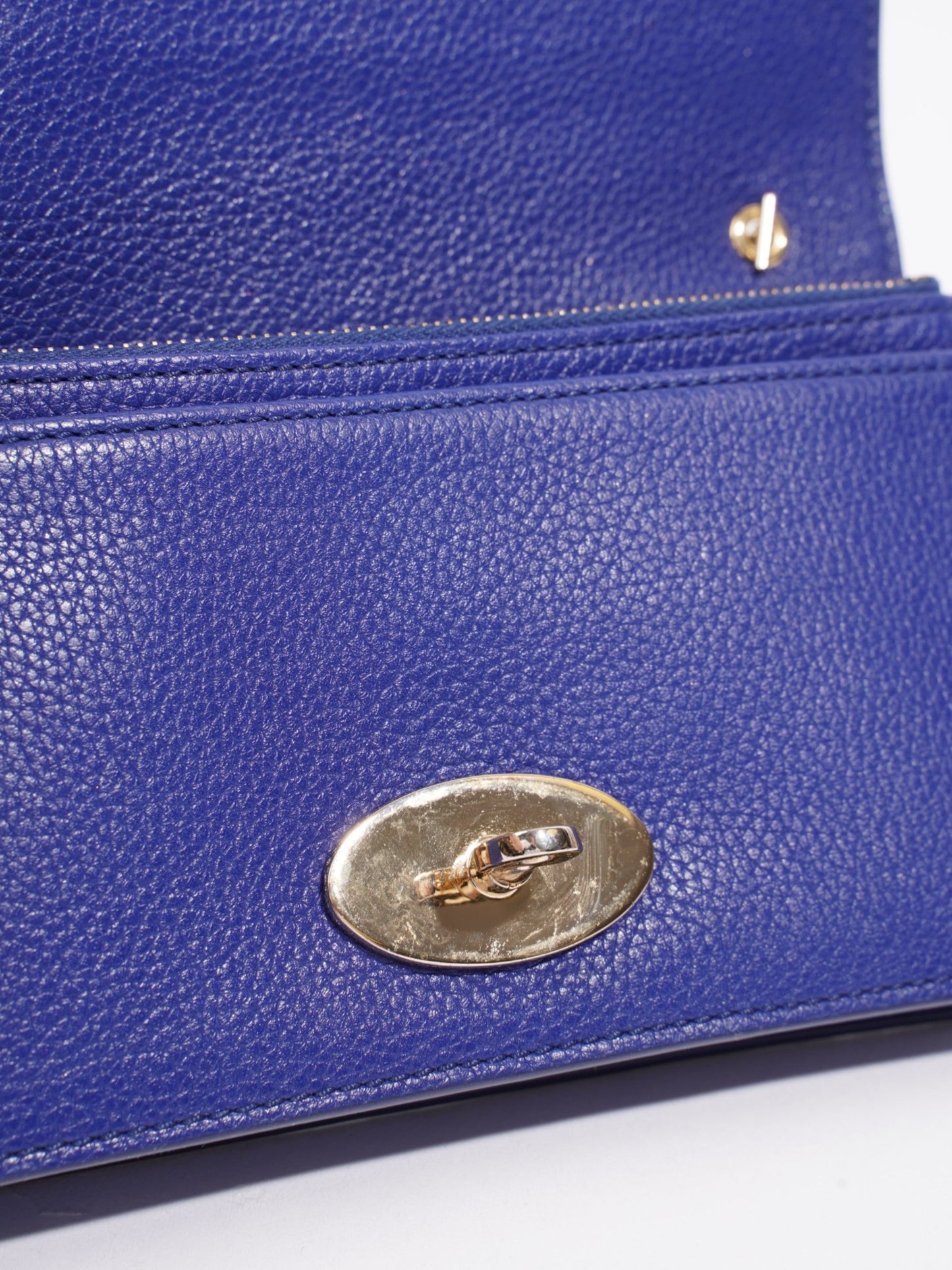 Mulberry Bayswater Clutch Wallet On Chain Blue Leather