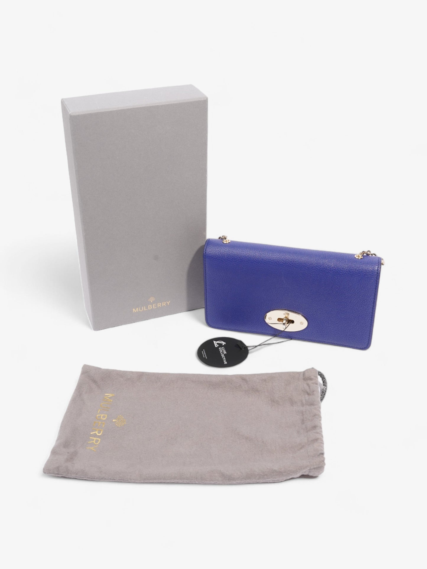 Mulberry Bayswater Clutch Wallet On Chain Blue Leather