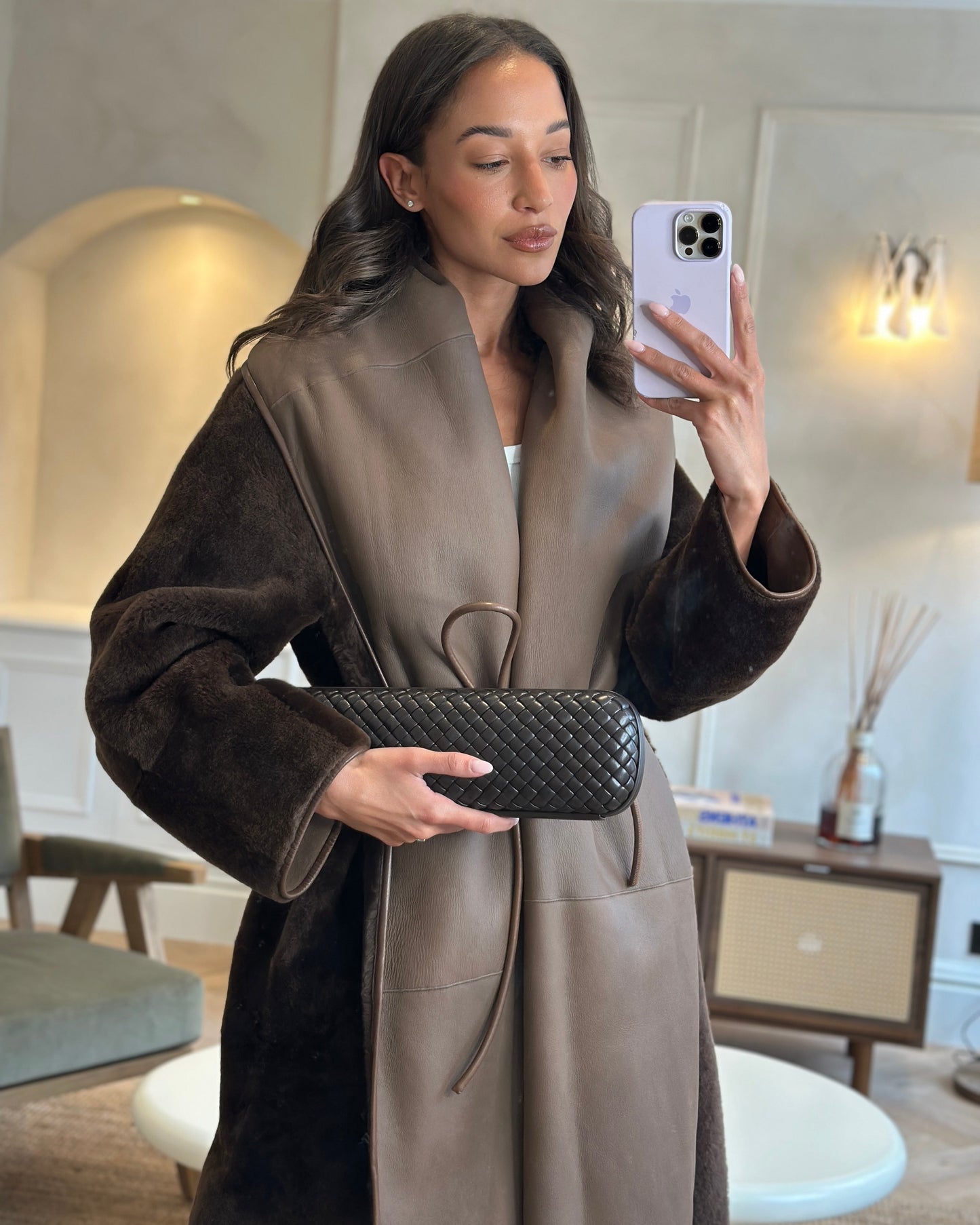 *HOT* Bottega Veneta Chocolate Brown Intrecciato Stretch Long Clutch Bag