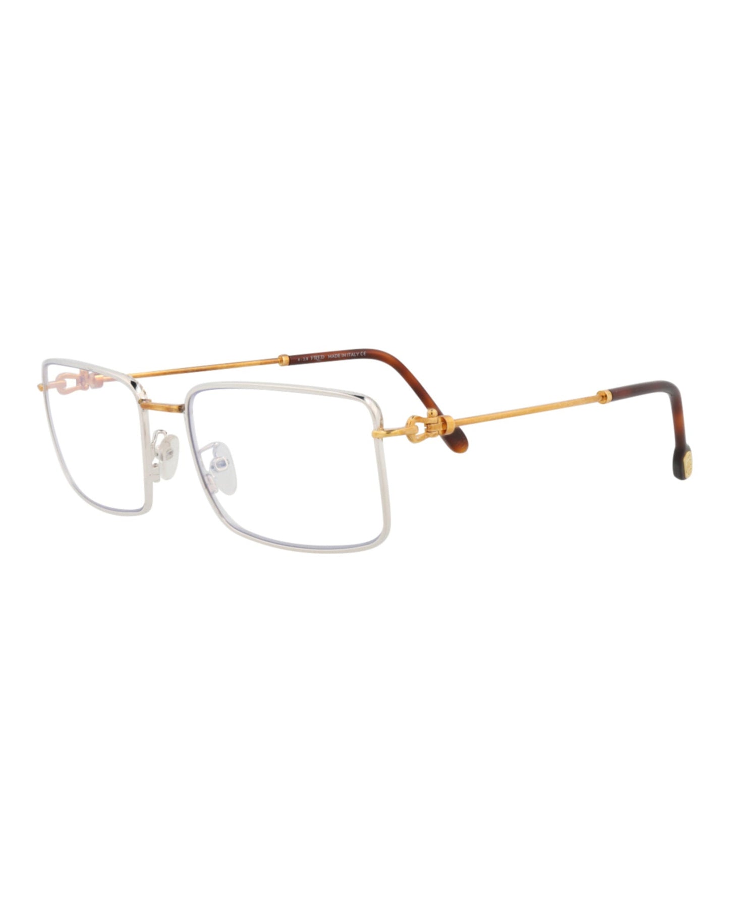 Fred Womens Square/Rectangle Gold Gold Transparent Fashion Designer Eyewear