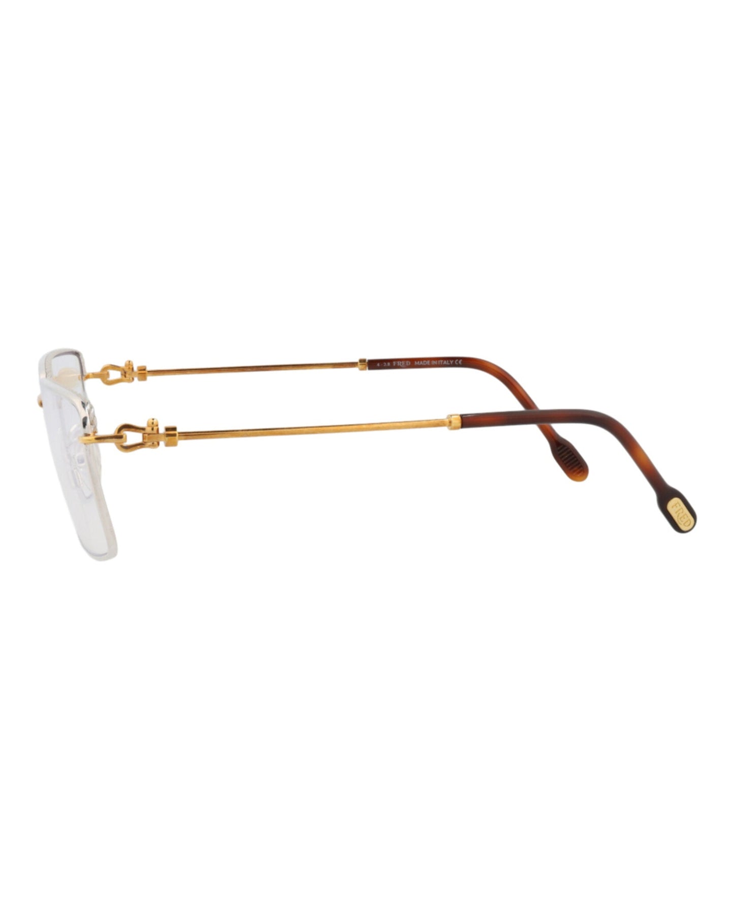 Fred Womens Square/Rectangle Gold Gold Transparent Fashion Designer Eyewear
