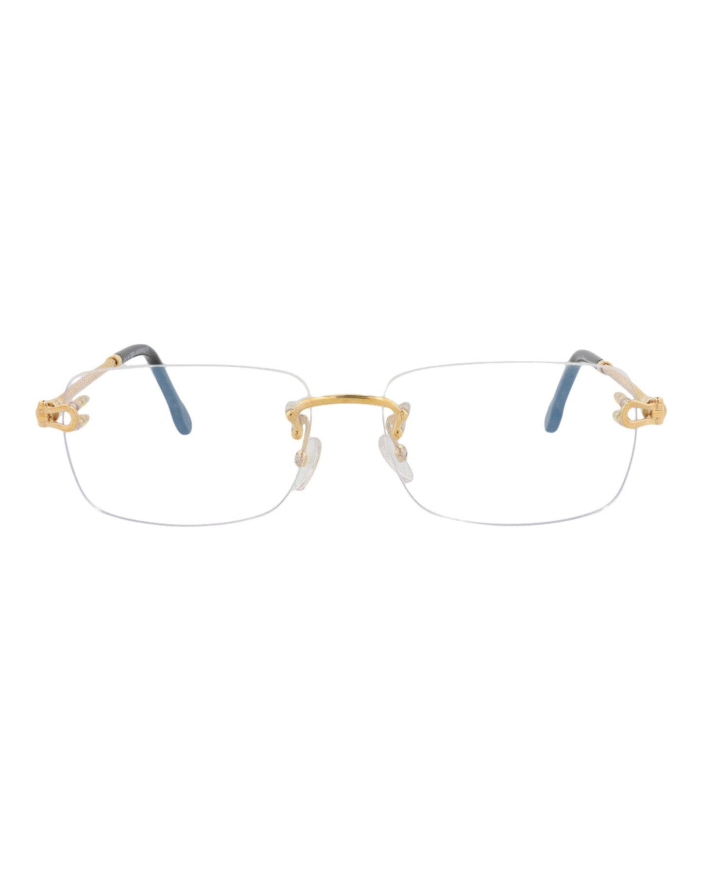 Fred Womens Square/Rectangle Gold Gold Transparent Fashion Designer Eyewear Gold Gold Transparent