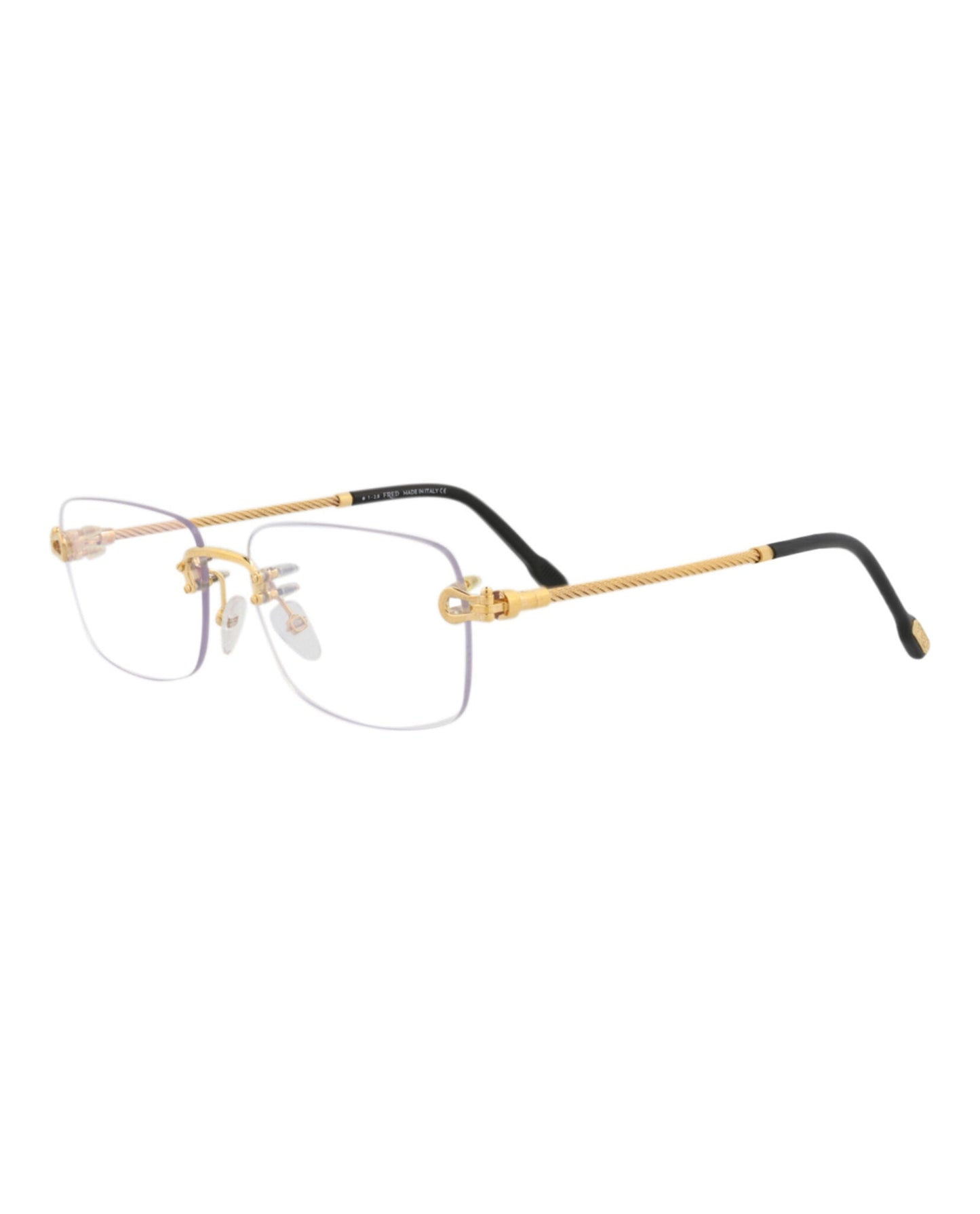 Fred Womens Square/Rectangle Gold Gold Transparent Fashion Designer Eyewear