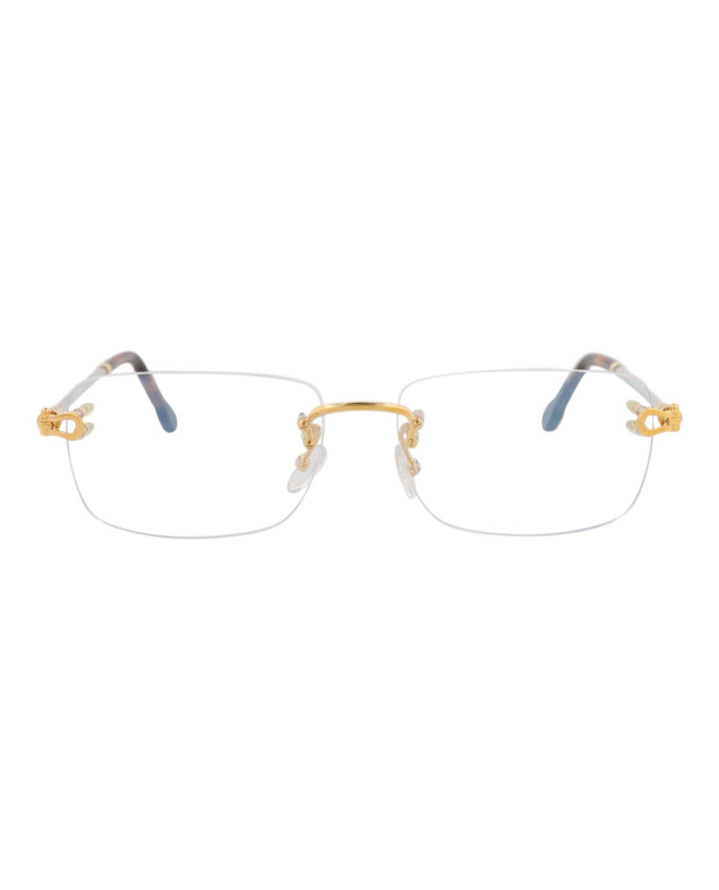 Fred Womens Square/Rectangle Gold Gold Transparent Fashion Designer Eyewear Gold Gold Transparent
