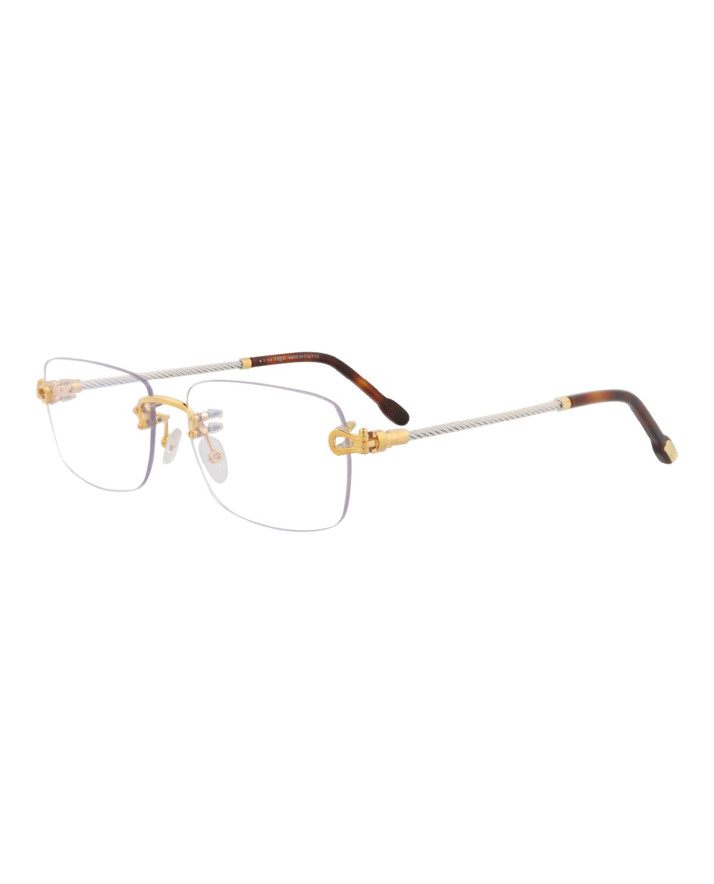 Fred Womens Square/Rectangle Gold Gold Transparent Fashion Designer Eyewear
