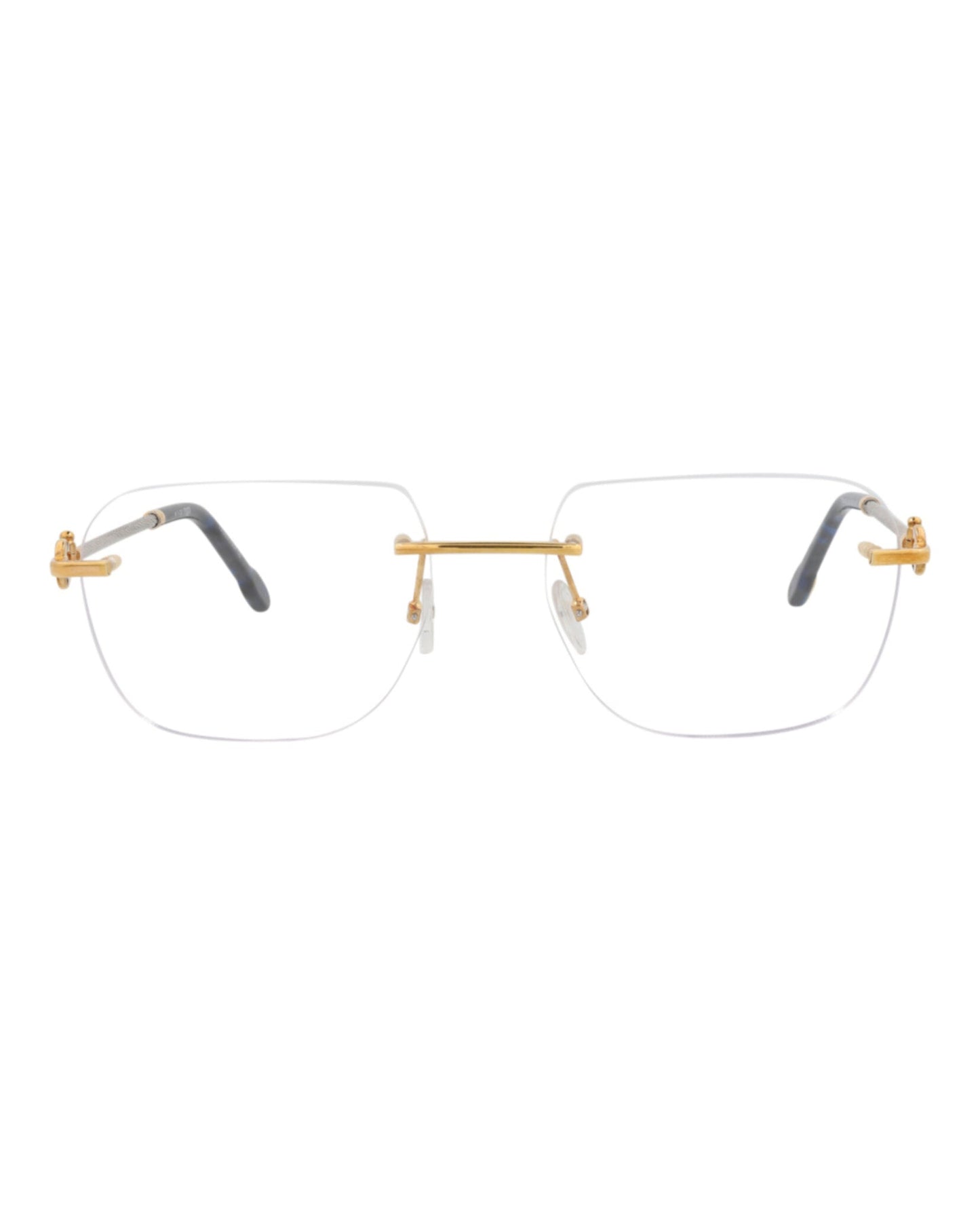 Fred Womens Square/Rectangle Gold Gold Transparent Fashion Designer Eyewear Gold Gold Transparent