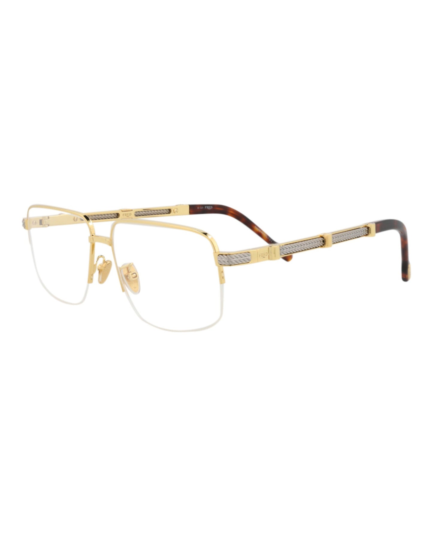 Fred Womens Square/Rectangle Gold Gold Transparent Fashion Designer Eyewear