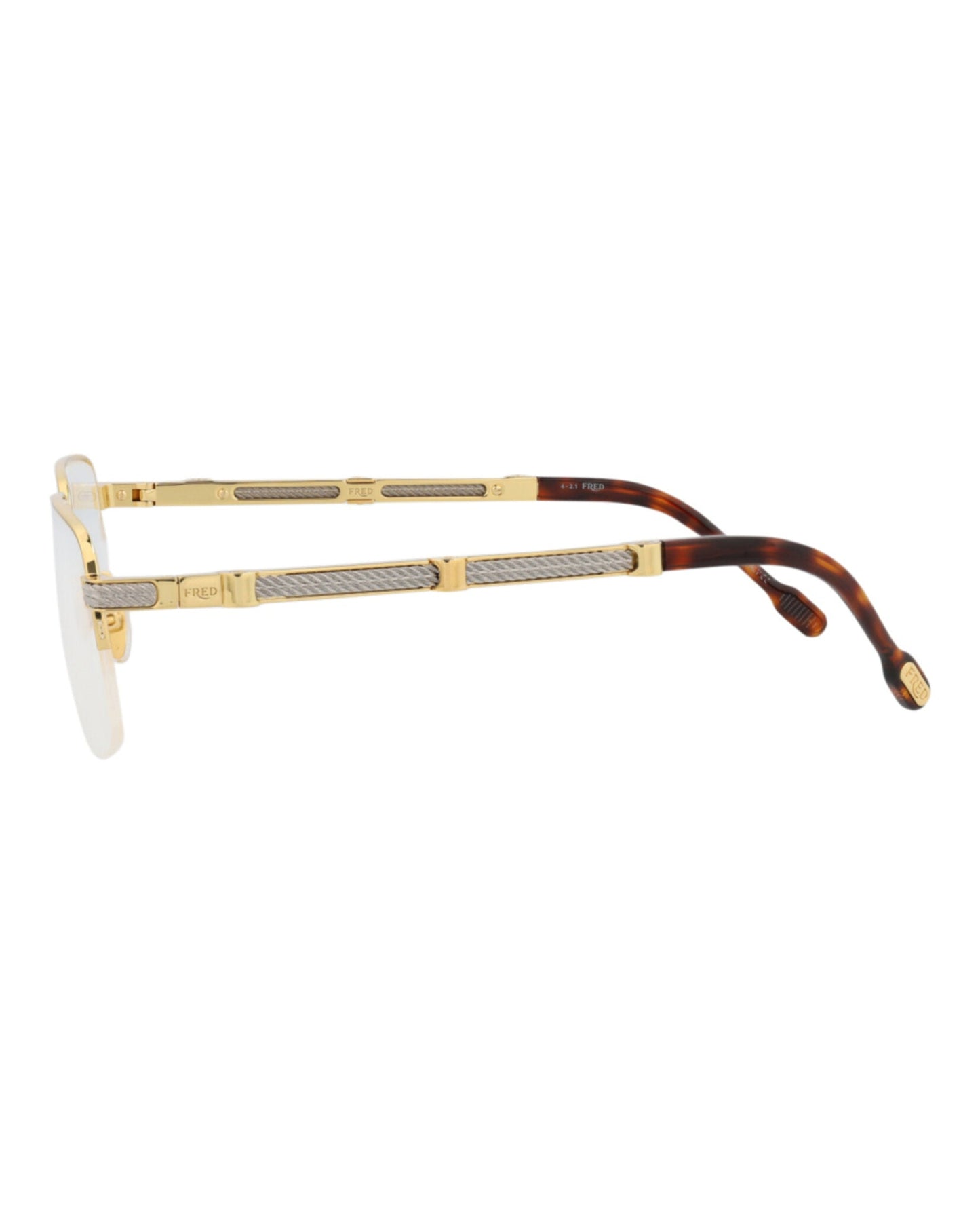 Fred Womens Square/Rectangle Gold Gold Transparent Fashion Designer Eyewear