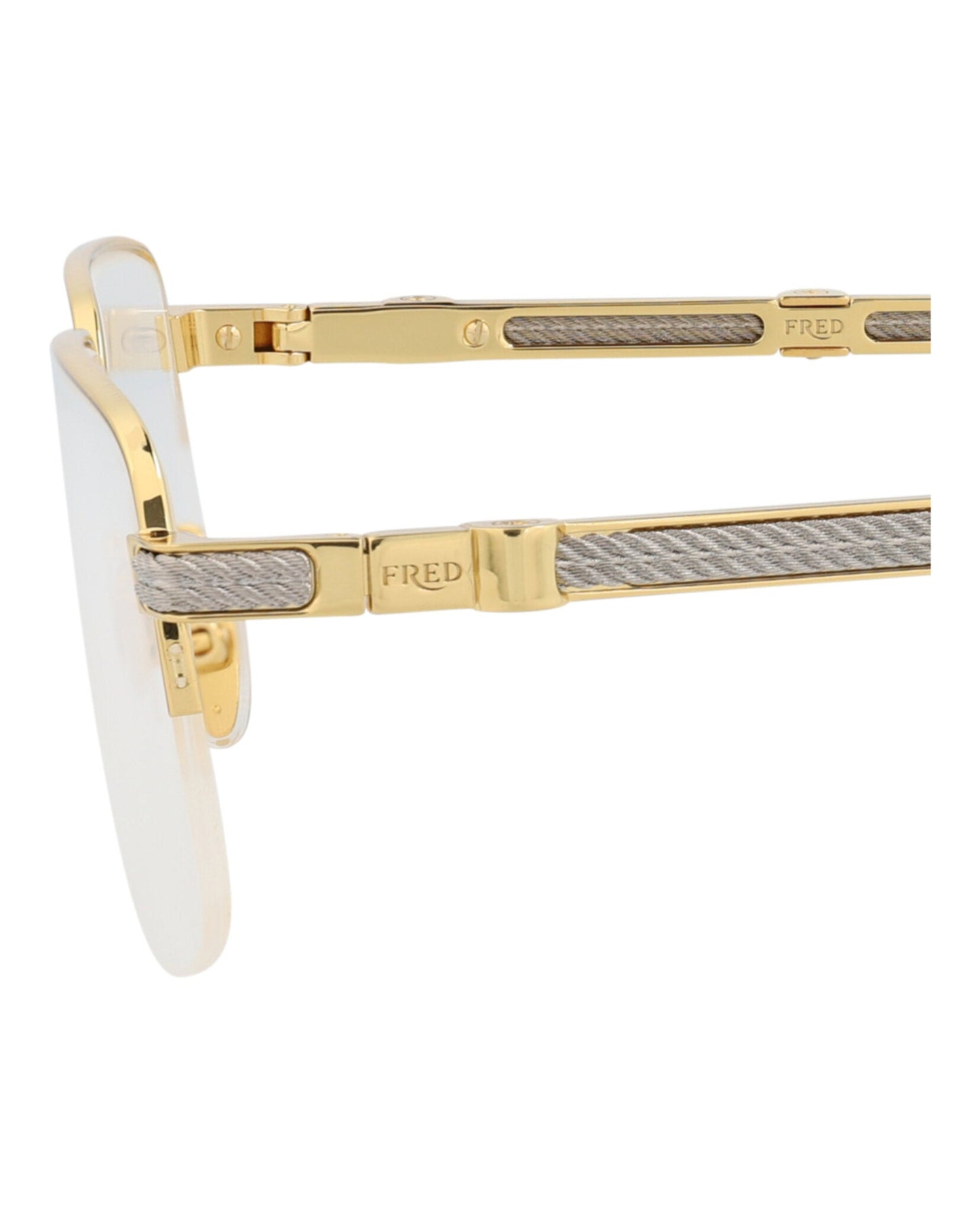 Fred Womens Square/Rectangle Gold Gold Transparent Fashion Designer Eyewear