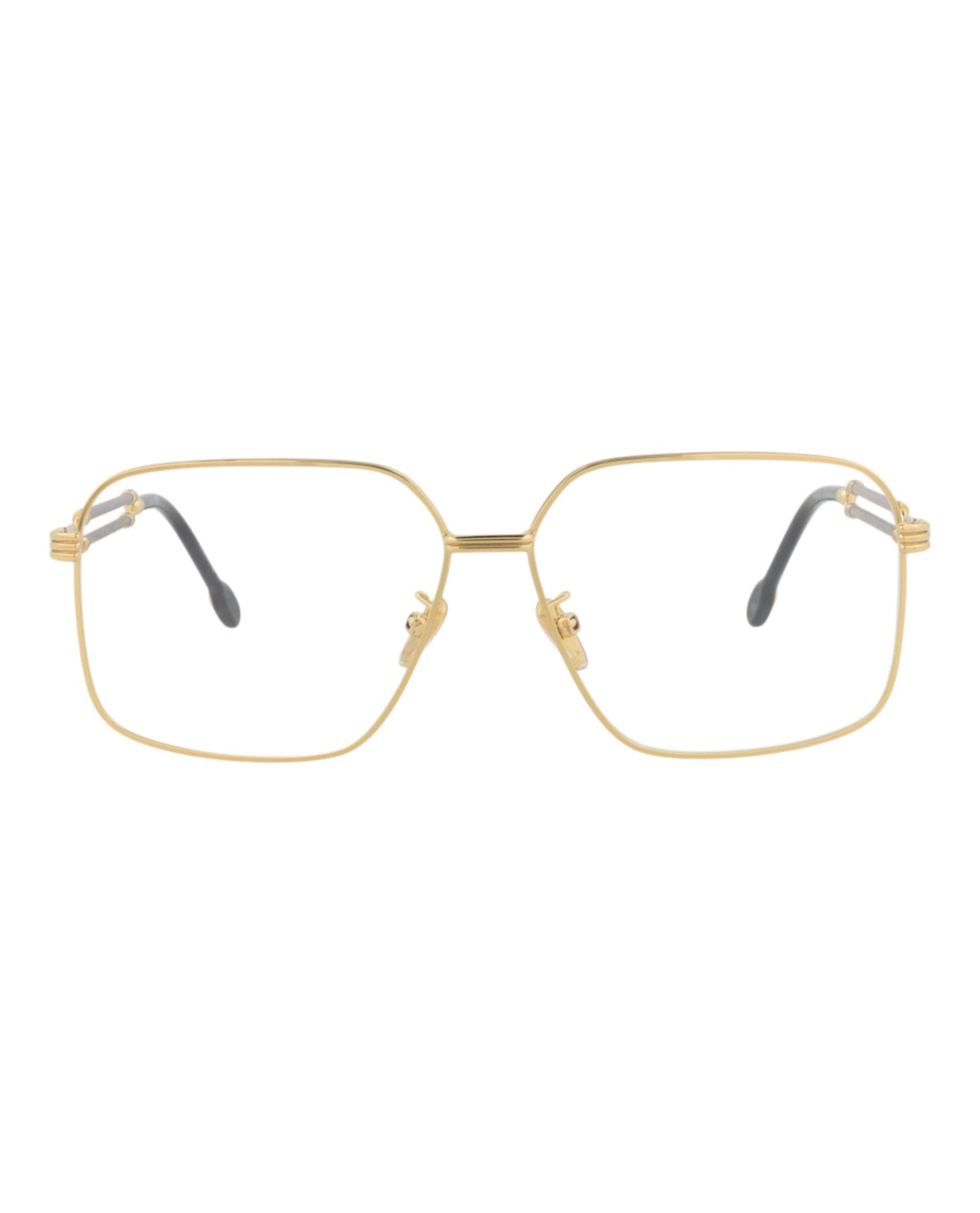 Fred Womens Square/Rectangle Gold Gold Transparent Fashion Designer Eyewear Gold Gold Transparent