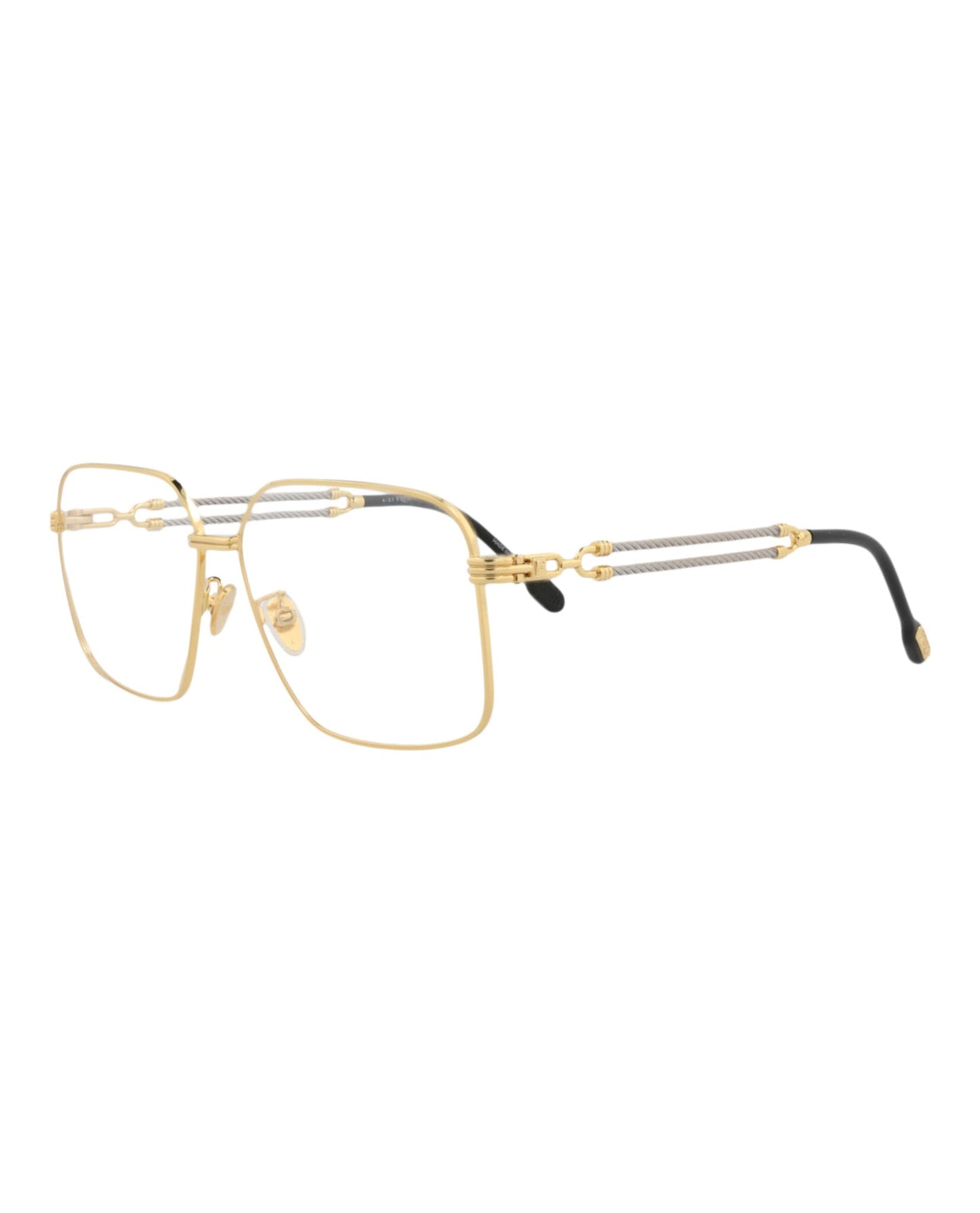 Fred Womens Square/Rectangle Gold Gold Transparent Fashion Designer Eyewear