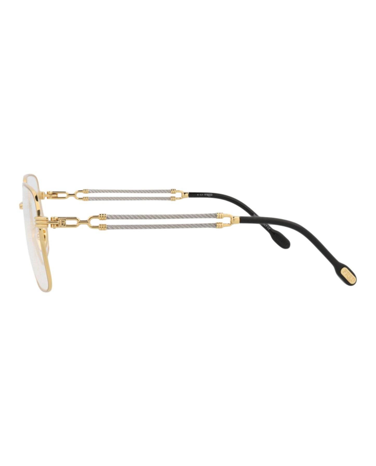 Fred Womens Square/Rectangle Gold Gold Transparent Fashion Designer Eyewear
