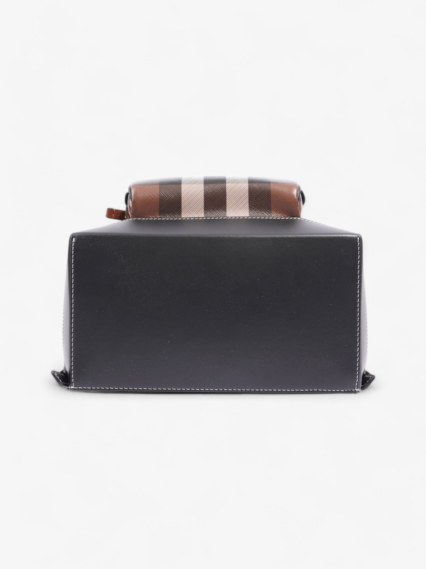 Burberry Check Backpack Dark Birch Brown / Black Coated Canvas Medium