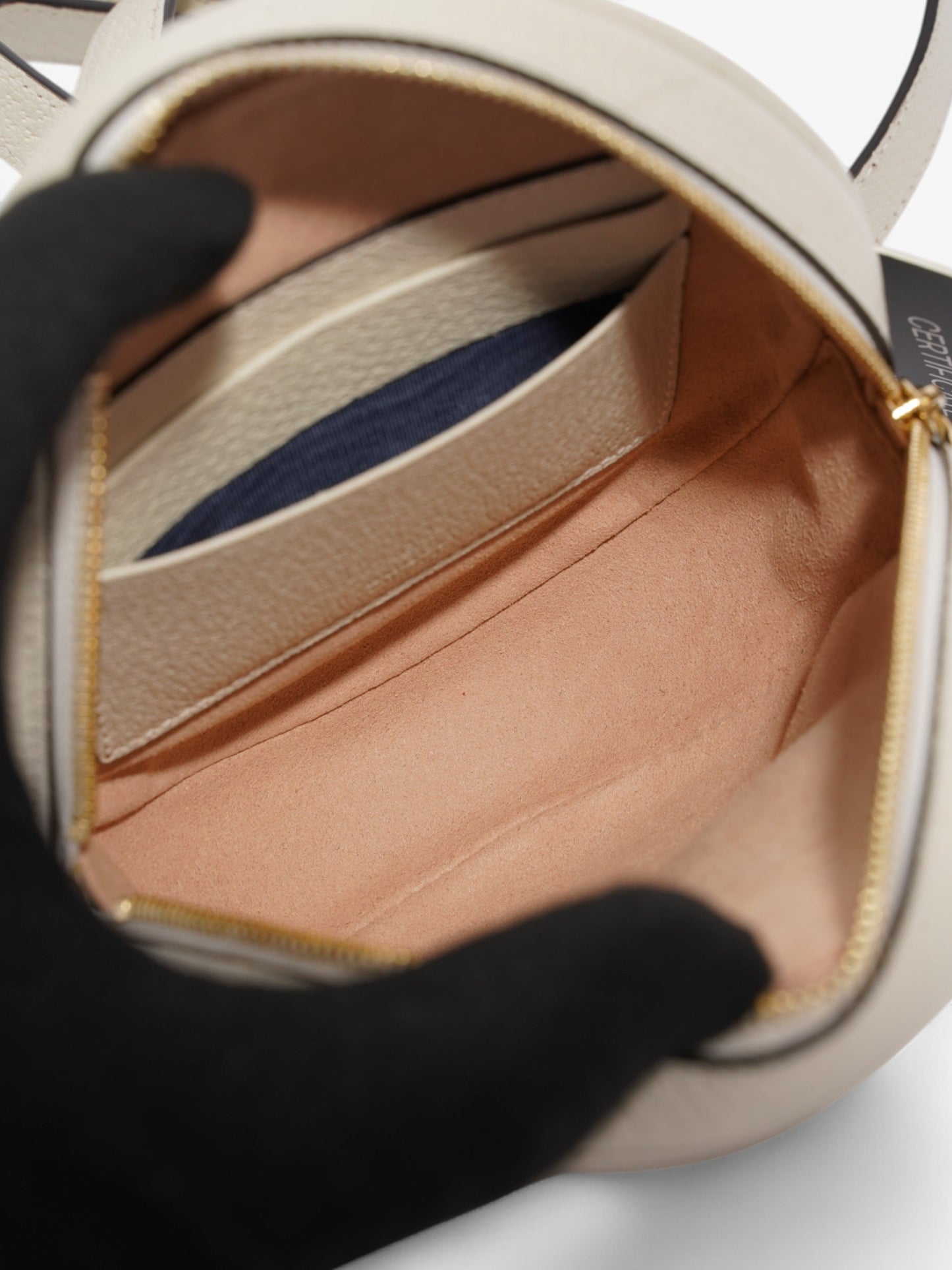 Gucci Ophidia Round Backpack White / Navy Blue / Red Leather Mini