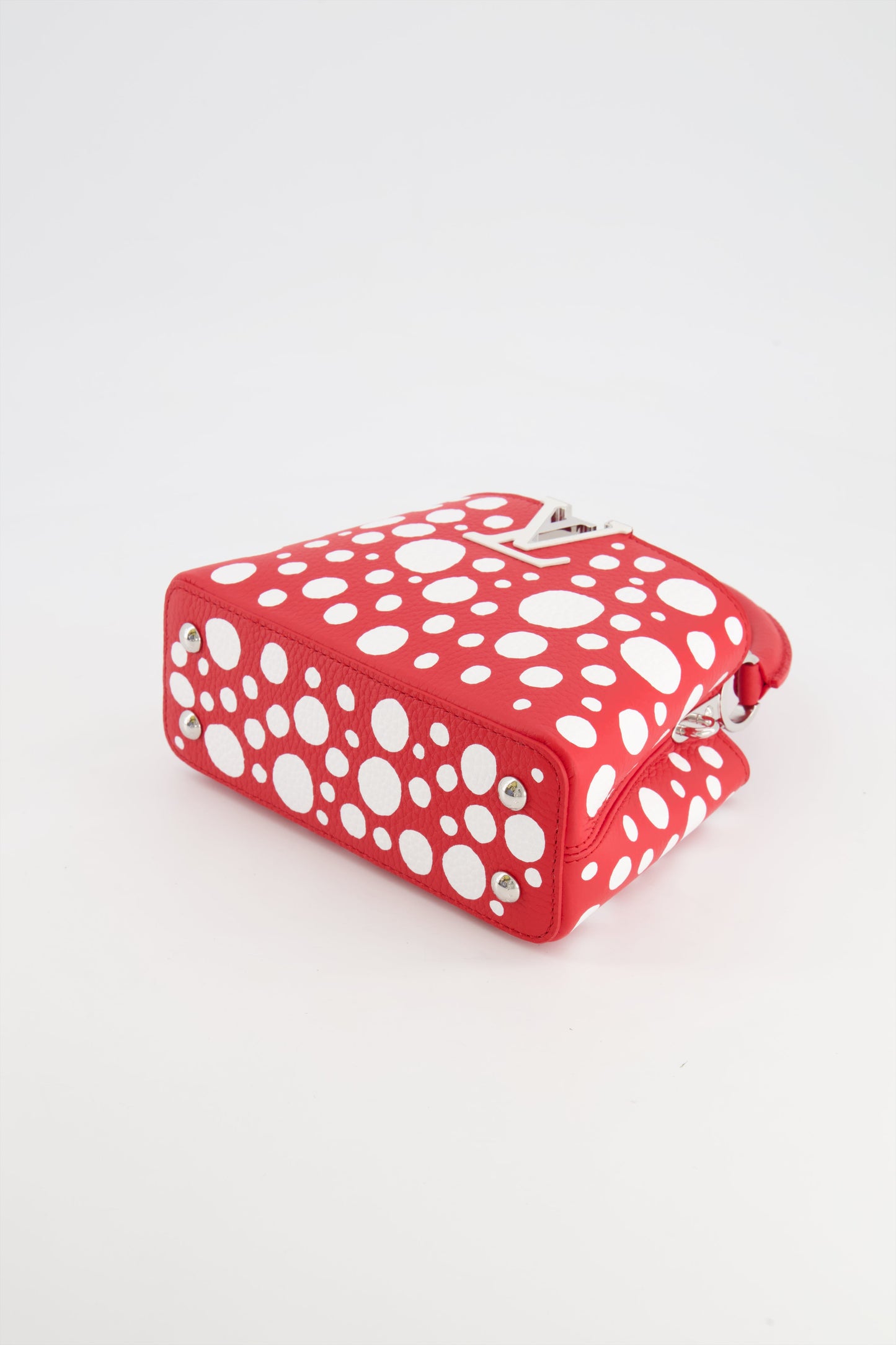 *HOT* Louis Vuitton X Yayoi Kusama Red and White Mini Capucines Bag with Silver Hardware