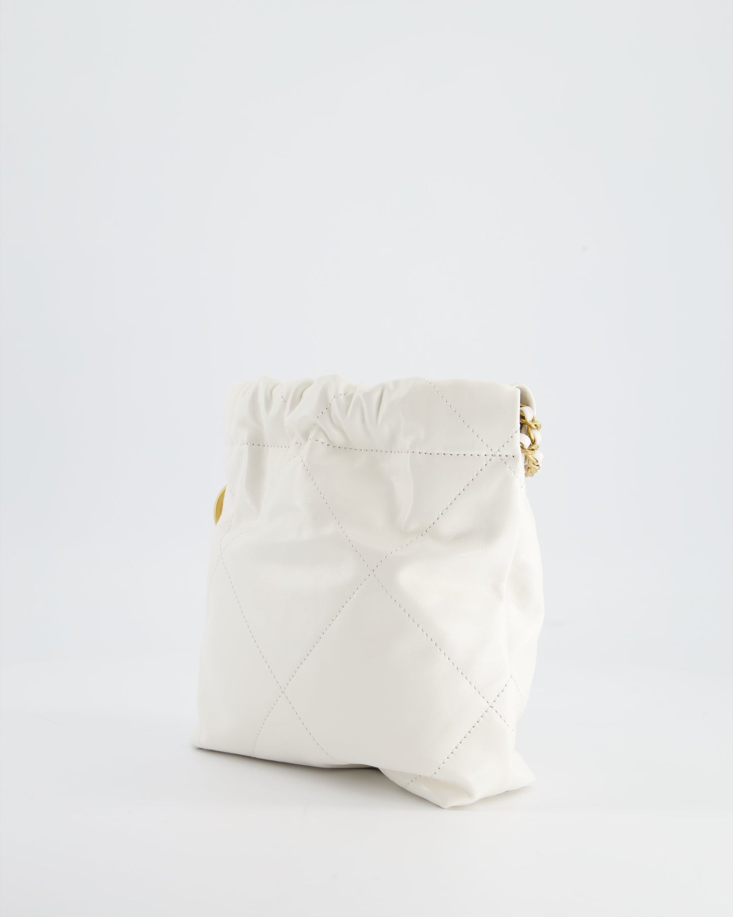 *HOT* Chanel Mini 22 Bag in White Calfskin with Gold Hardware