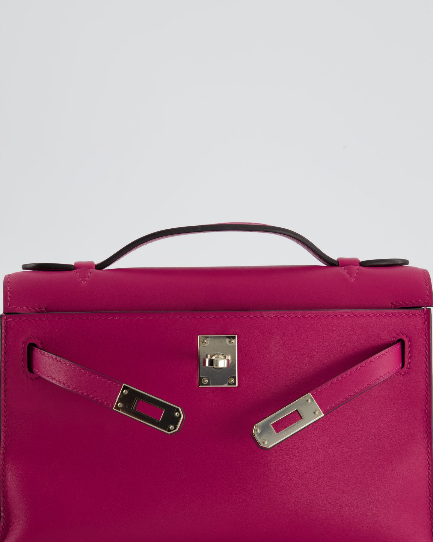*HOT* Hermès Kelly Pochette in Rose Pourpre Swift Leather with Palladium Hardware
