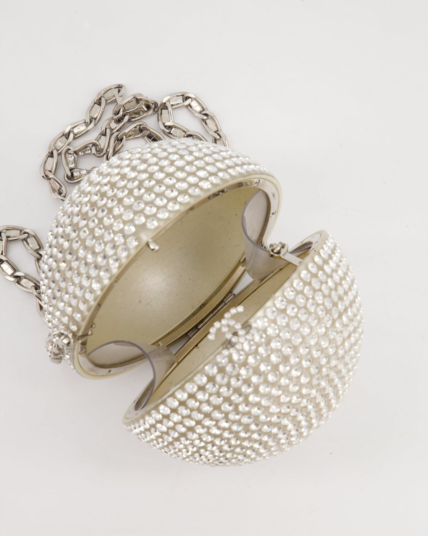 *RARE* Chanel 2008 Crystal Ball Bag with Silver Hardware and Woven Chain Strap