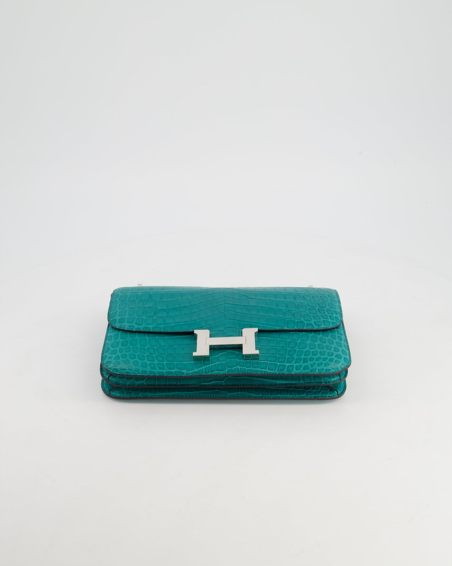 *FIRE PRICE* Hermès Constance Elan 25cm in Blue Paon Matte Alligator with Palladium Hardware