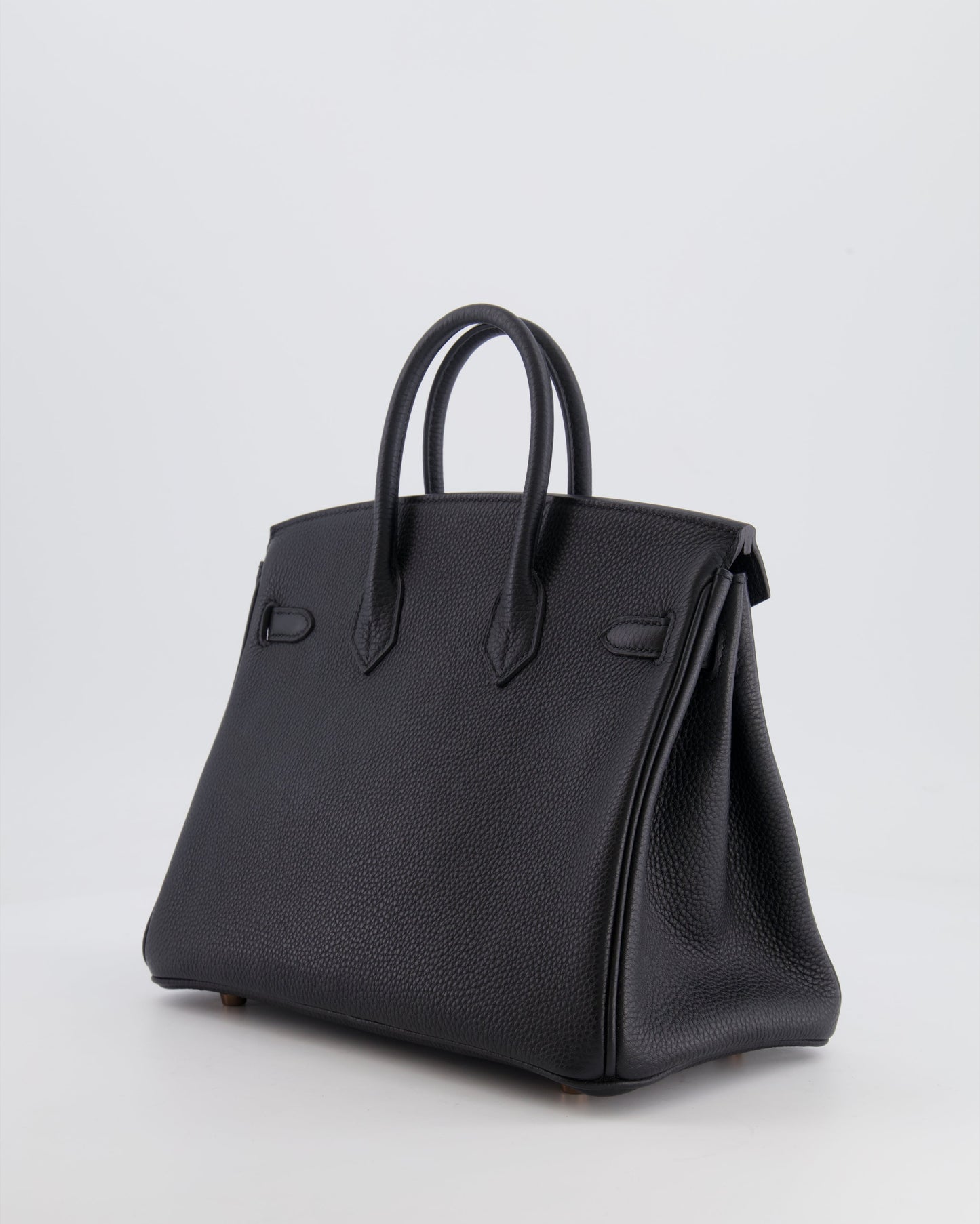*HOT* Hermès Birkin 25cm Retourne Bag in Noir Togo Leather with Rose Gold Hardware