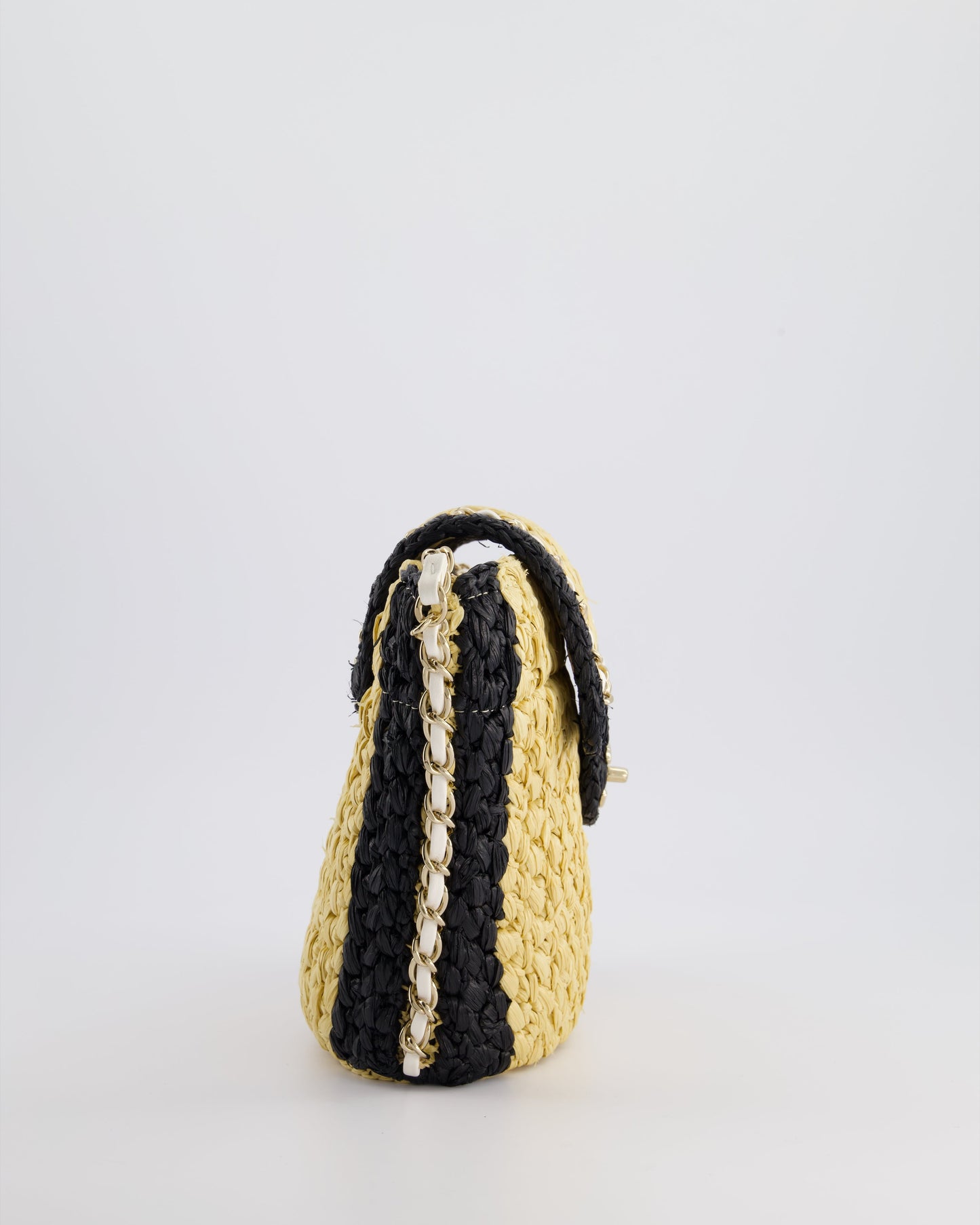*HOT* Chanel 24C Venice Collection Beige Raffia Basket Bag with White Leather Interlocking Chain & Champagne Gold Hardware