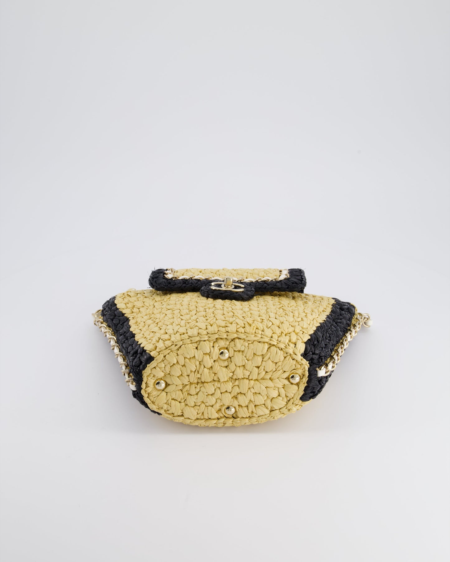 *HOT* Chanel 24C Venice Collection Beige Raffia Basket Bag with White Leather Interlocking Chain & Champagne Gold Hardware
