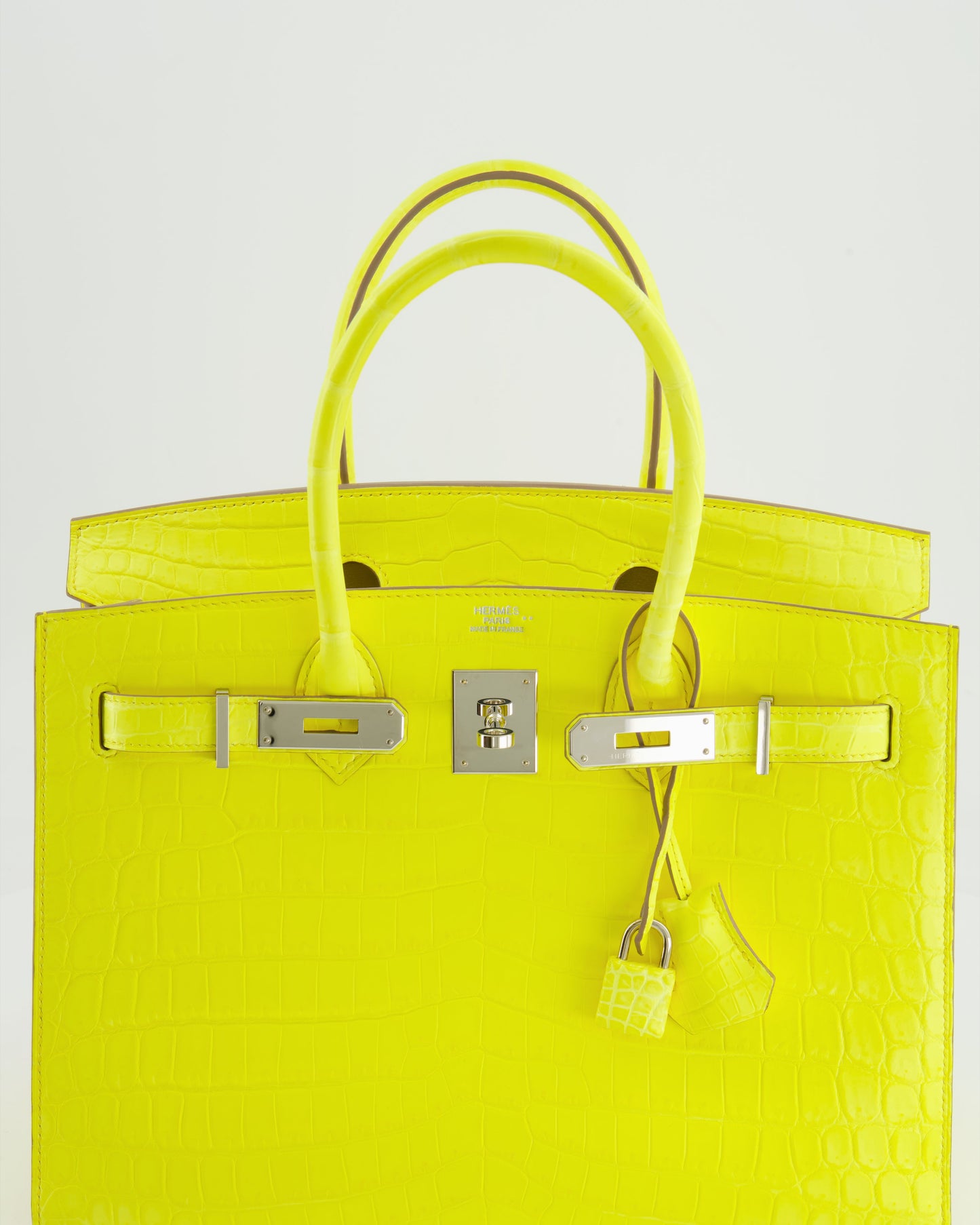 *RARE* Hermès Birkin 30cm Bag spectre shops in Jaune Citron Crocodile Niloticus with Palladium Hardware
