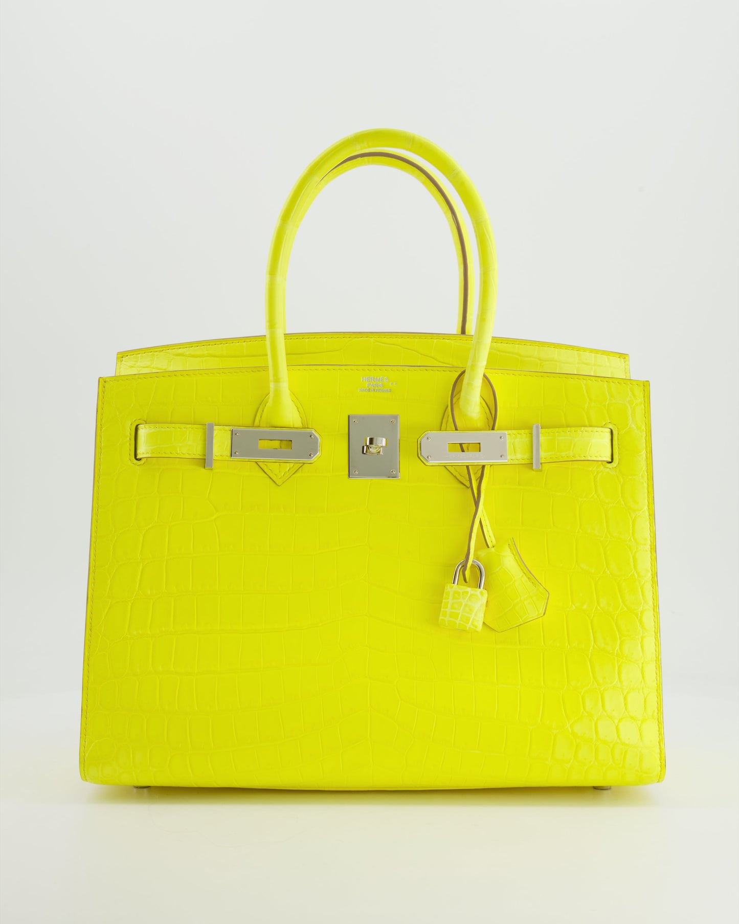 *RARE* Hermès Birkin 30cm Bag spectre shops in Jaune Citron Crocodile Niloticus with Palladium Hardware