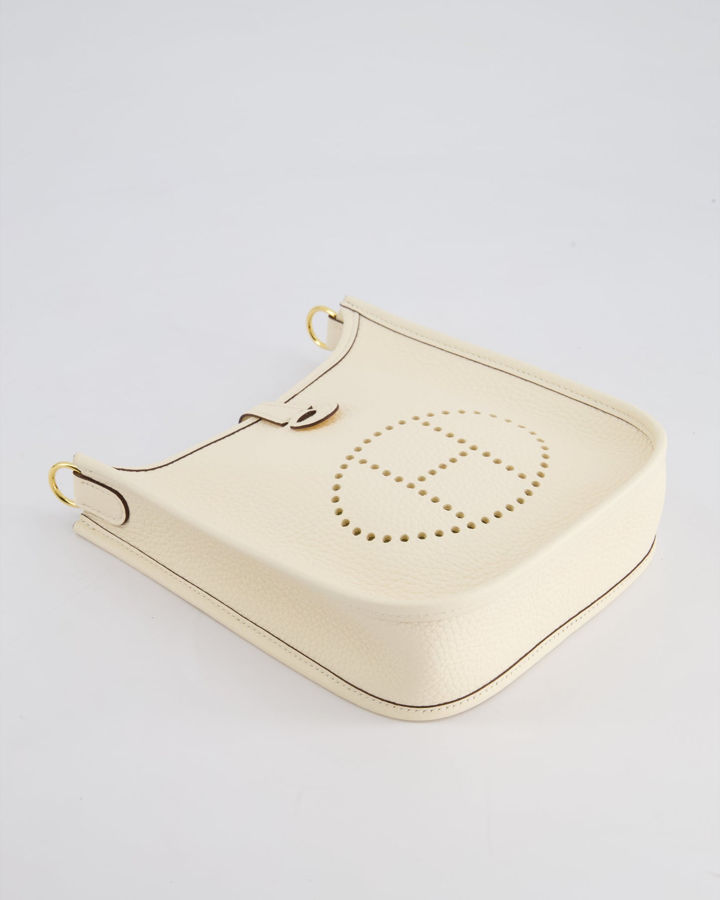 *HOT* Hermès Mini Evelyne 16 Bag in Nata Clemence Leather with Gold Hardware & Nata Sangle Wooly Unicolore Strap