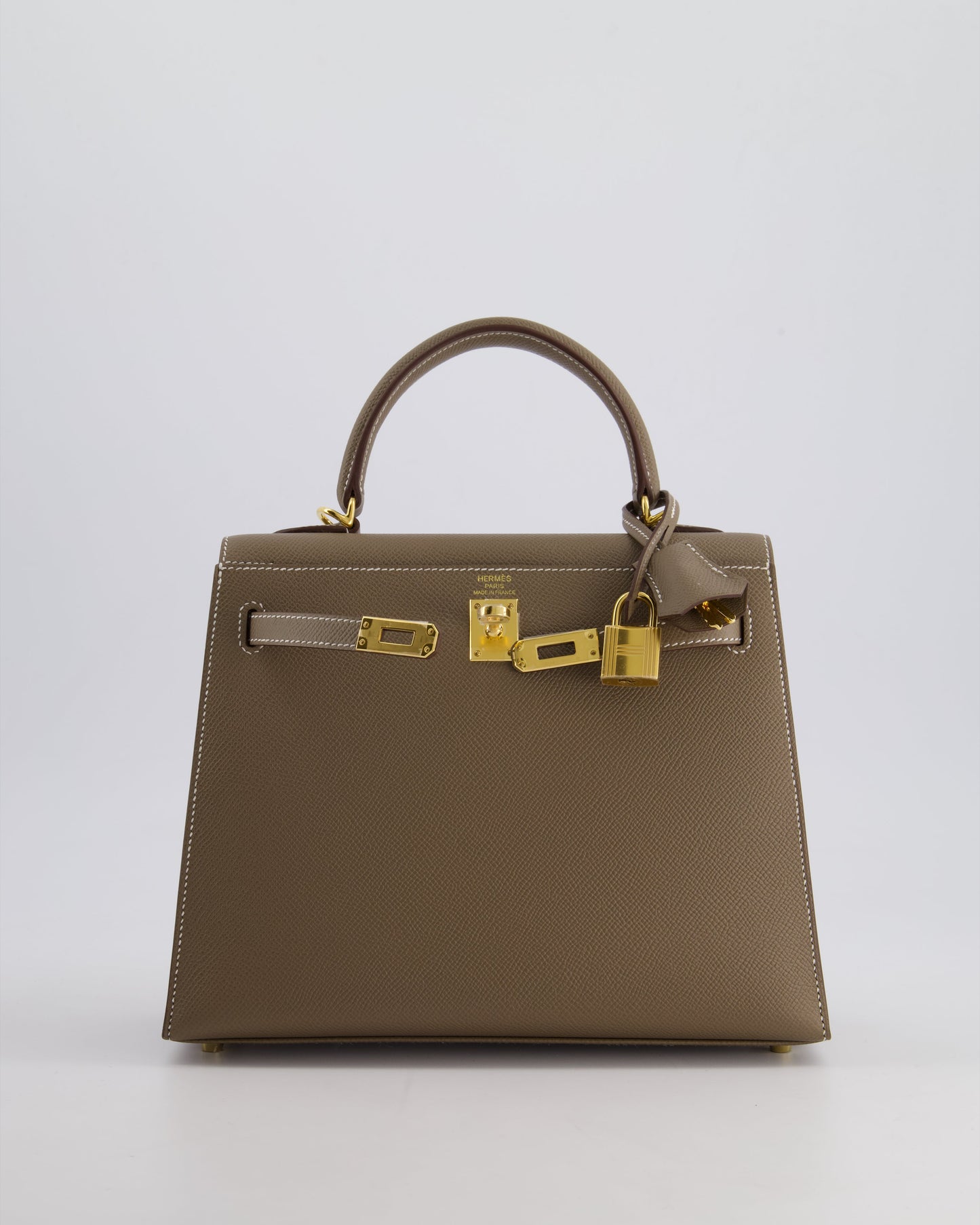 *HOLY GRAIL* Hermès Kelly 25cm spectre shops Bag in Etoupe Epsom Leather and Gold Hardware