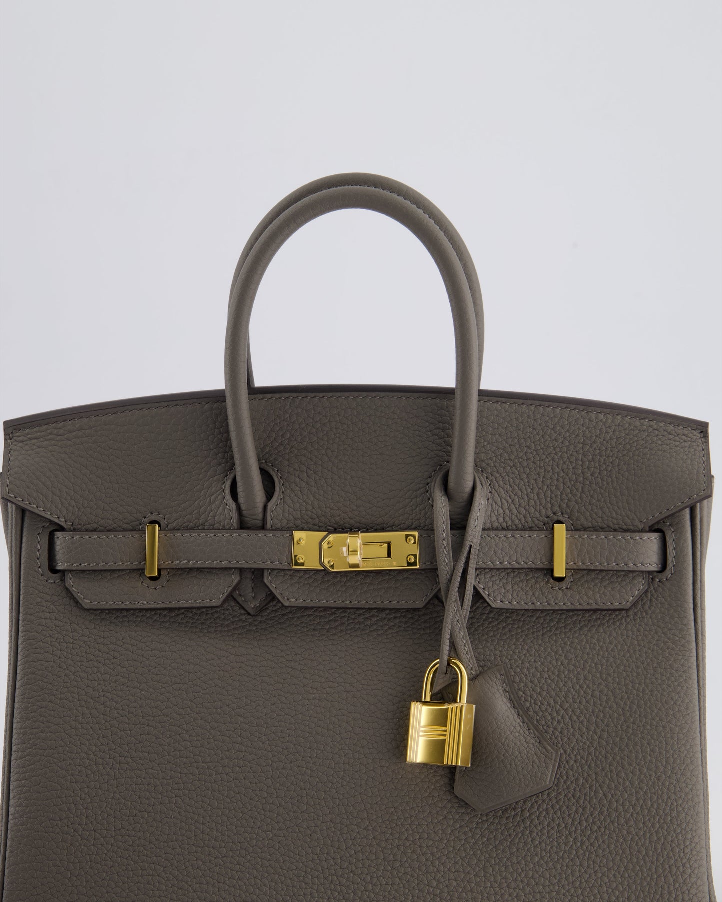 *HOT* Hermès Birkin 25cm Retourne Bag in Gris Meyer Togo Leather with Gold Hardware