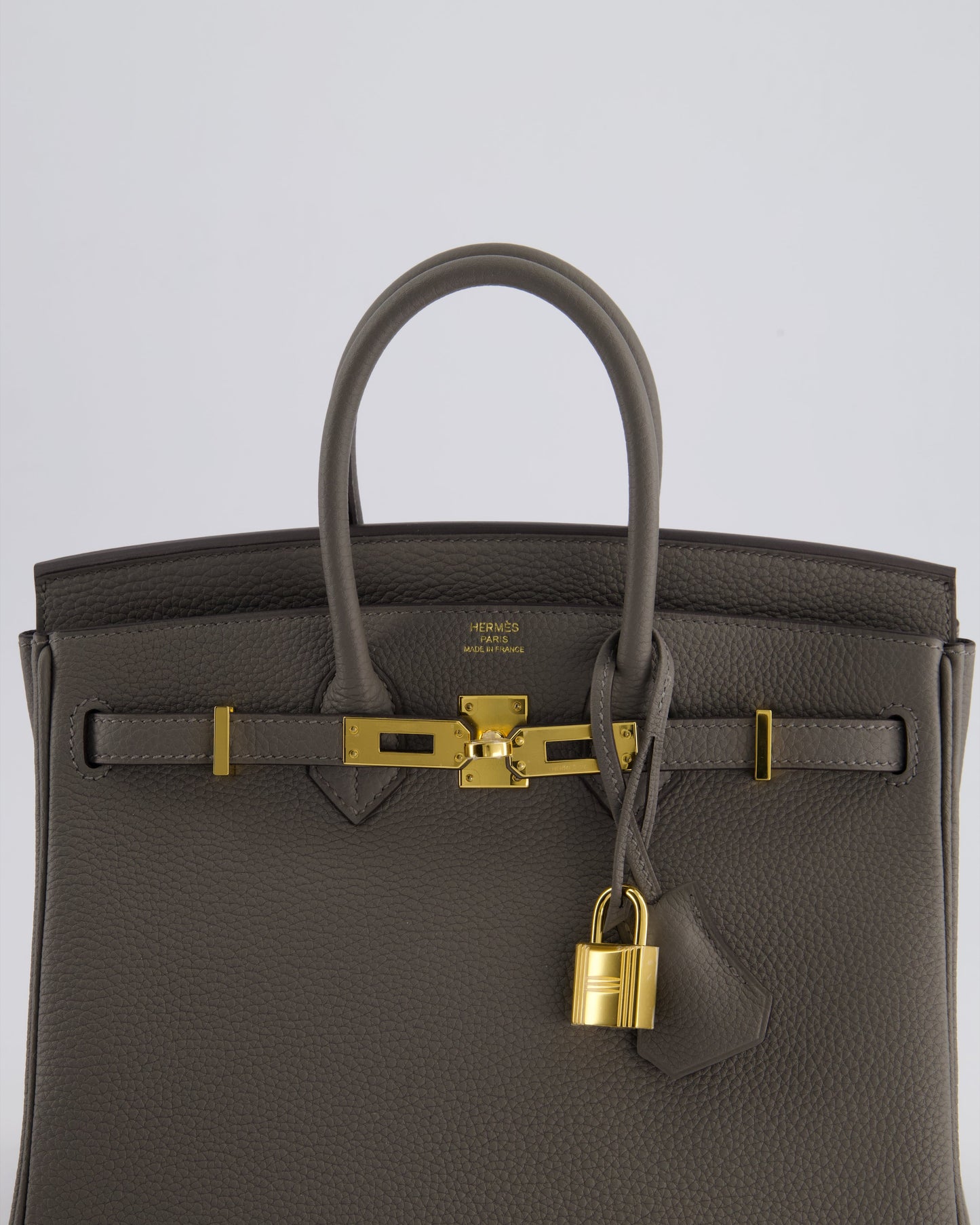 *HOT* Hermès Birkin 25cm Retourne Bag in Gris Meyer Togo Leather with Gold Hardware