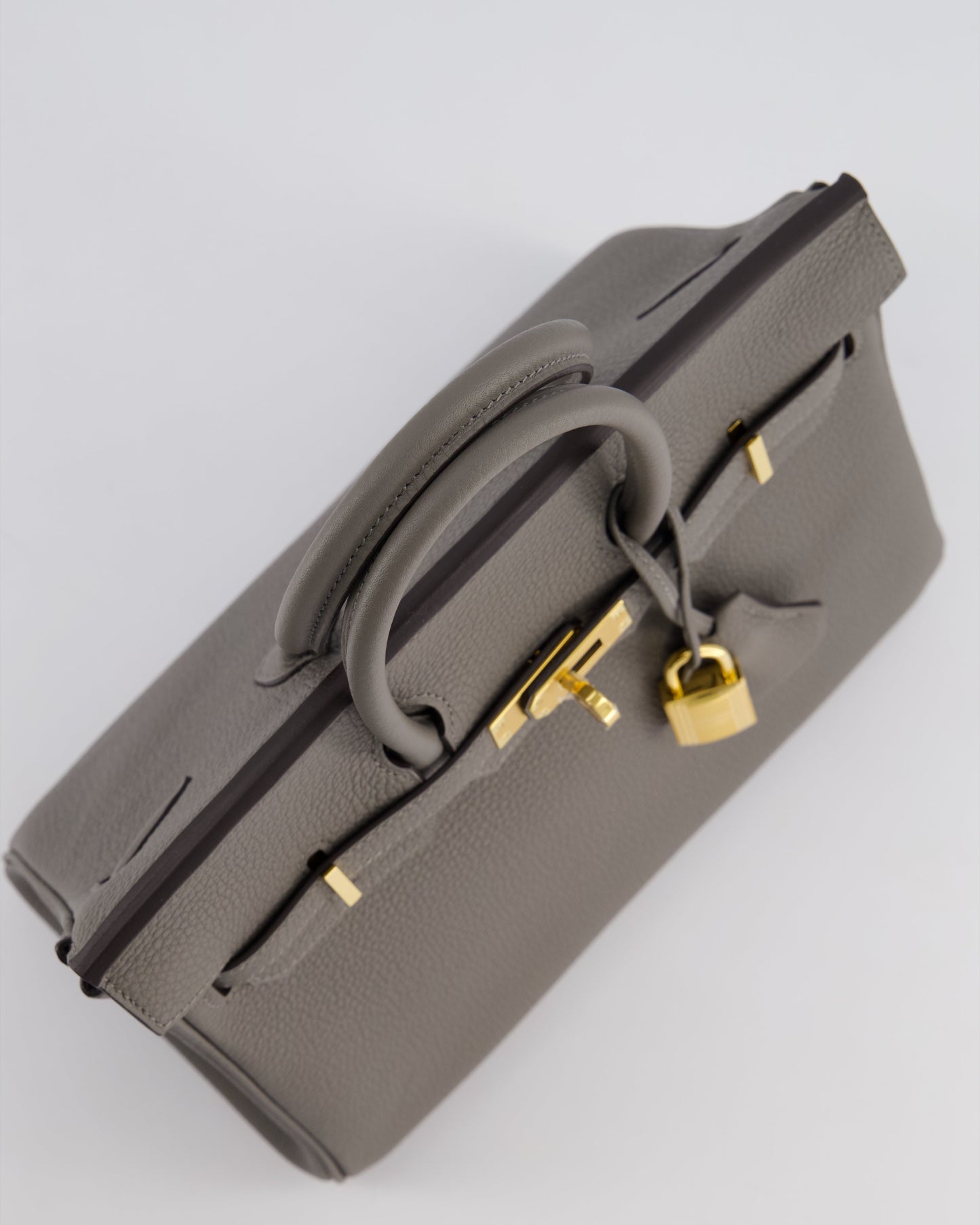 *HOT* Hermès Birkin 25cm Retourne Bag in Gris Meyer Togo Leather with Gold Hardware