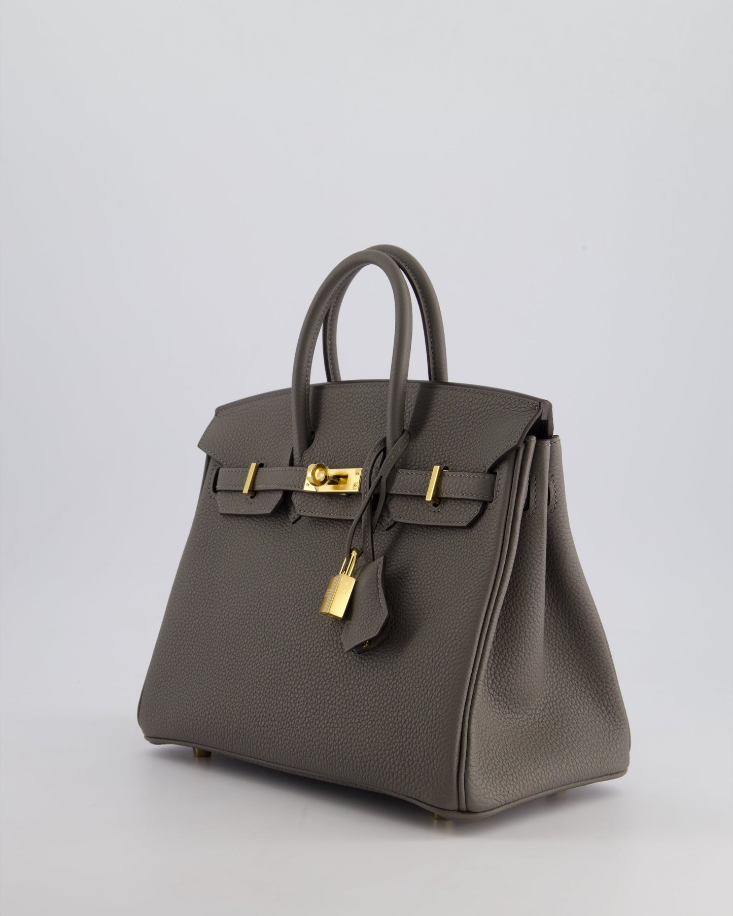 *HOT* Hermès Birkin 25cm Retourne Bag in Gris Meyer Togo Leather with Gold Hardware