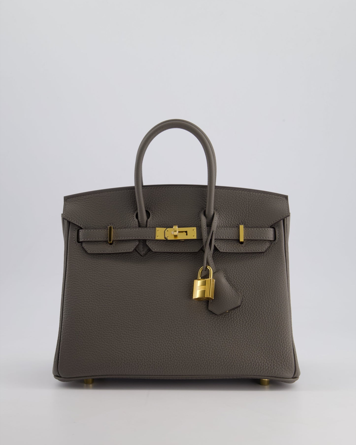 *HOT* Hermès Birkin 25cm Retourne Bag in Gris Meyer Togo Leather with Gold Hardware