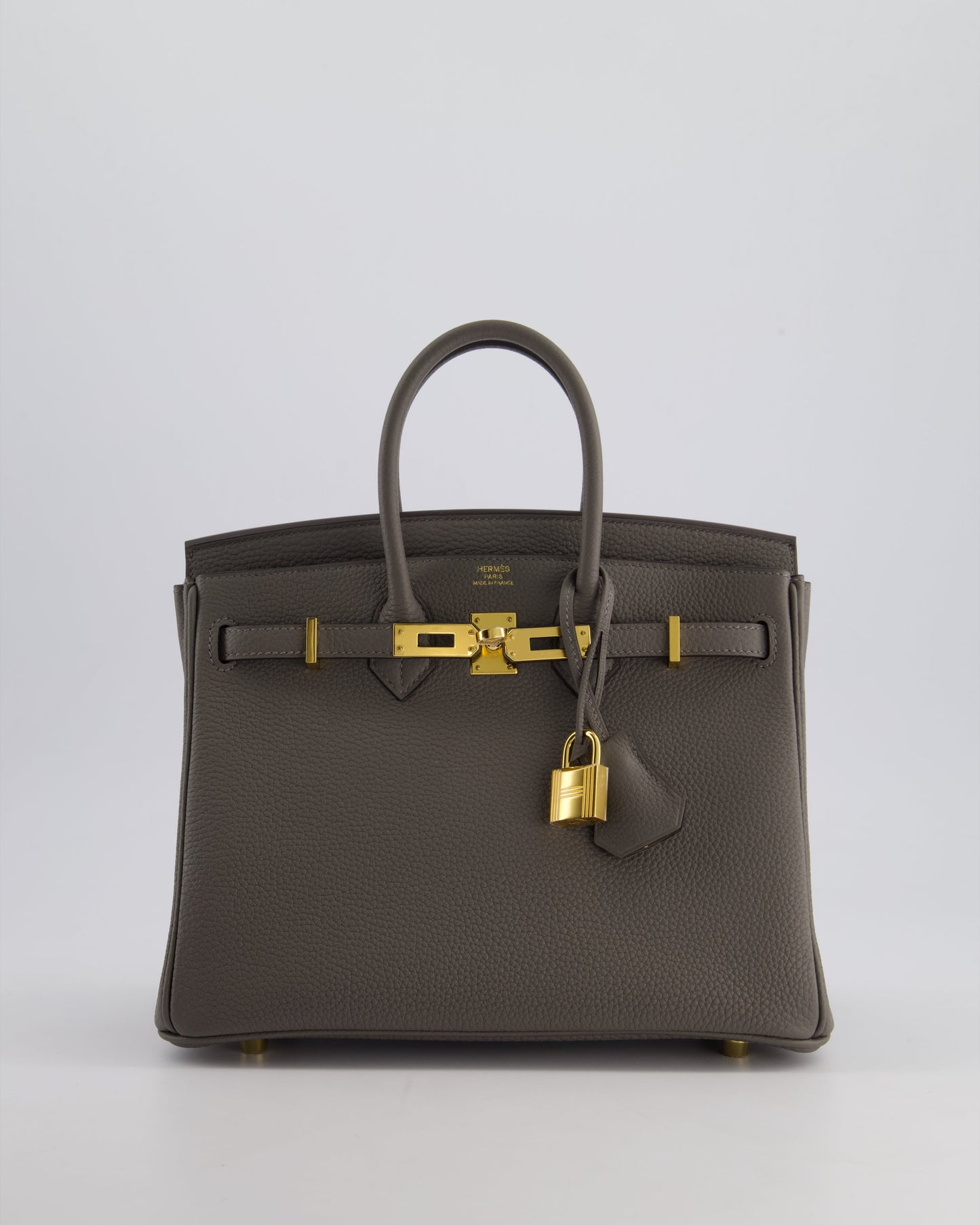 *HOT* Hermès Birkin 25cm Retourne Bag in Gris Meyer Togo Leather with Gold Hardware