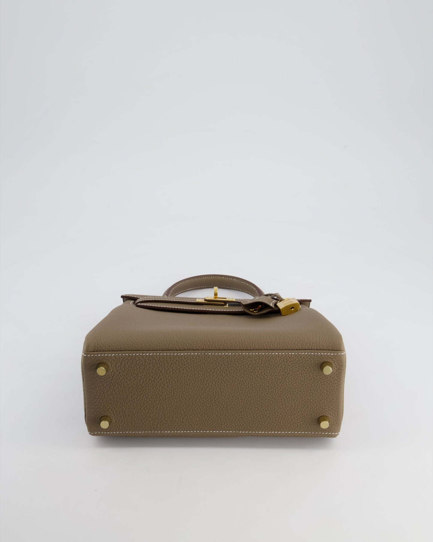 *HOLY GRAIL* Hermès Kelly 25cm Retourne Bag in Etoupe Togo Leather and Gold Hardware